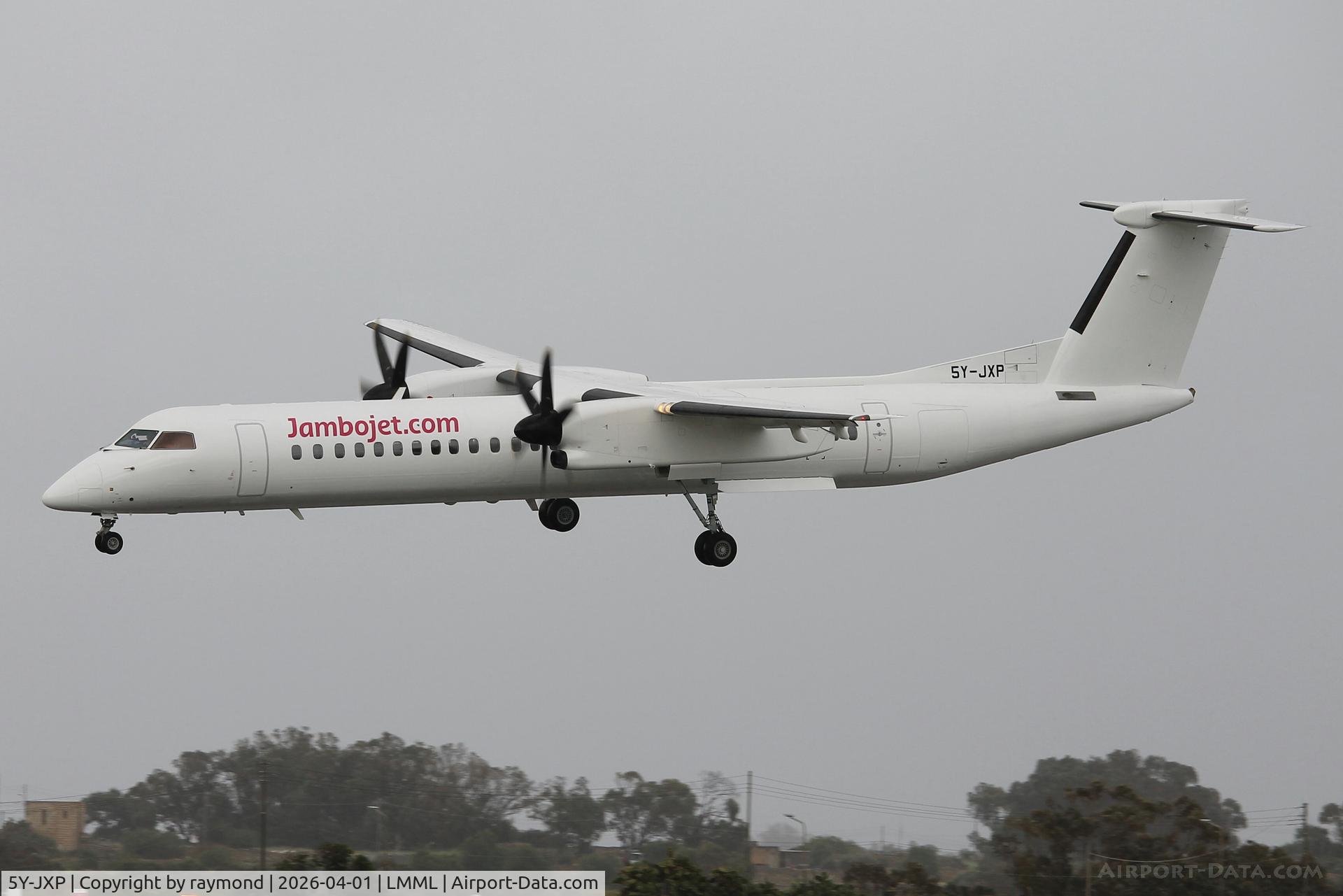 5Y-JXP, Bombardier DHC-8 402Q Dash 8 Dash 8 C/N 4372, Bombardier DHC-8 402Q Dash 8 reg 5Y-JXP of Jambojet seen landing in Malta RW31 for a night stop. The aircraft was on a ferry flight to it's destination Kenya. Ex Air Canada Express C-GGOK.