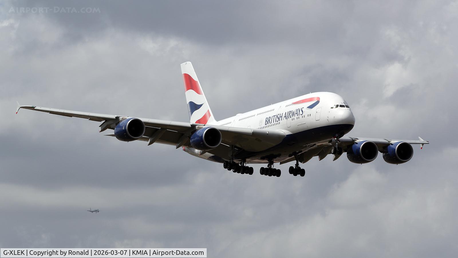 G-XLEK, 2015 Airbus A380-841 C/N 194, at mia