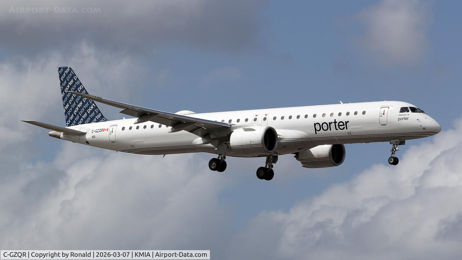 C-GZQR, 2023 Embraer E195-E2 (ERJ 190-400 STD) C/N 19020110, at mia