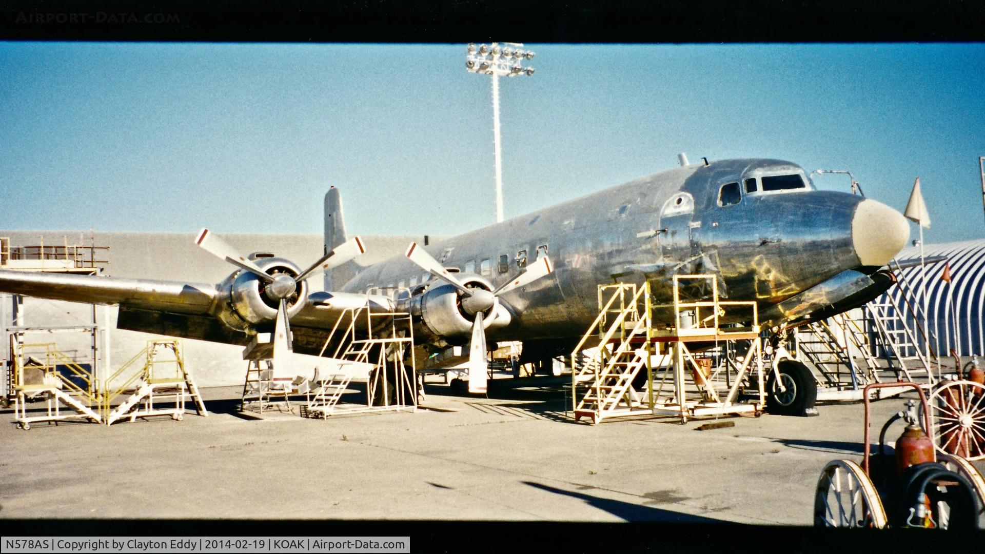 N578AS, 1952 Douglas C-118A Liftmaster (DC-6A) C/N 44650, Oakland airport in California 1990's