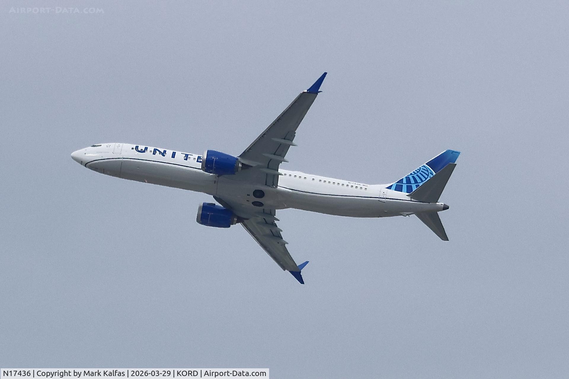 N17436, 2026 Boeing 737 MAX 9 C/N 67748, B39M United Boeing 737 MAX 9 N17436 departing 27L KORD