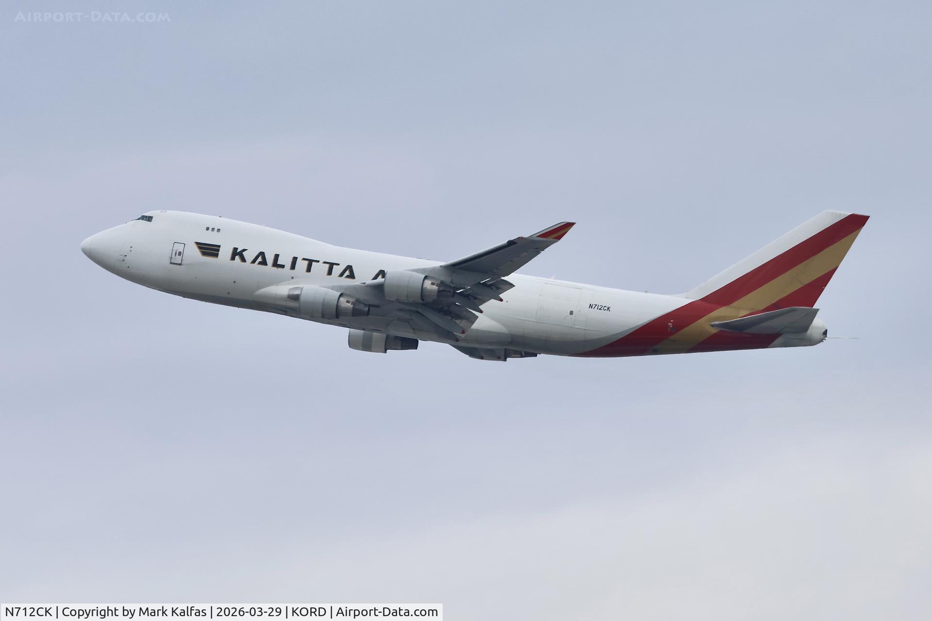 N712CK, 2001 Boeing 747-4B5F/SCD C/N 26414, B744 Kalitta Air Boeing 747-4B5F/SCD N712CK departing 27L KORD
