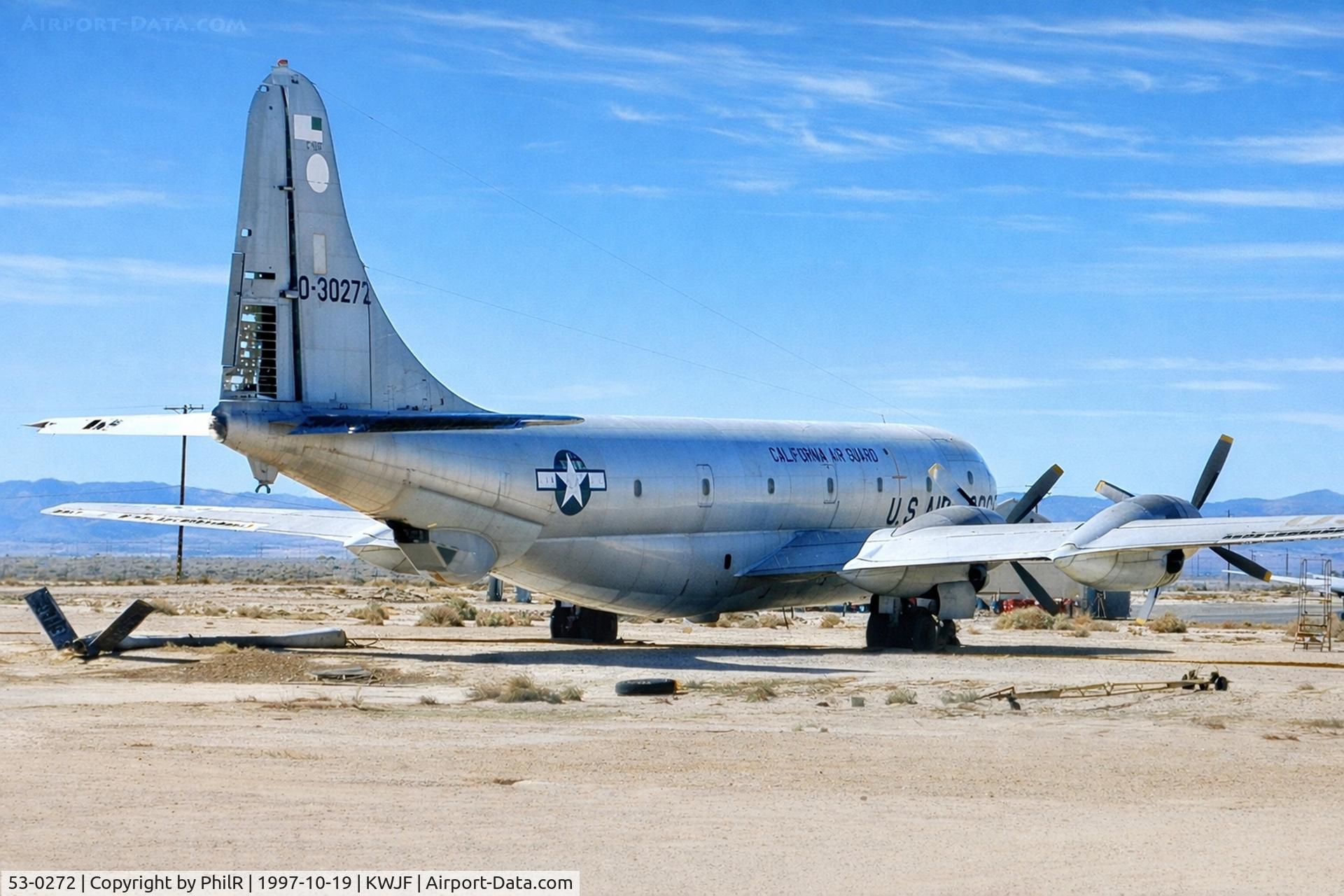 53-0272, 1953 Boeing KC-97G Stratofreighter C/N 17054, 53-0272 1953 Boeing KC-97G ANG Fox Airport Lancaster 17.10.97(1)A.jpg
