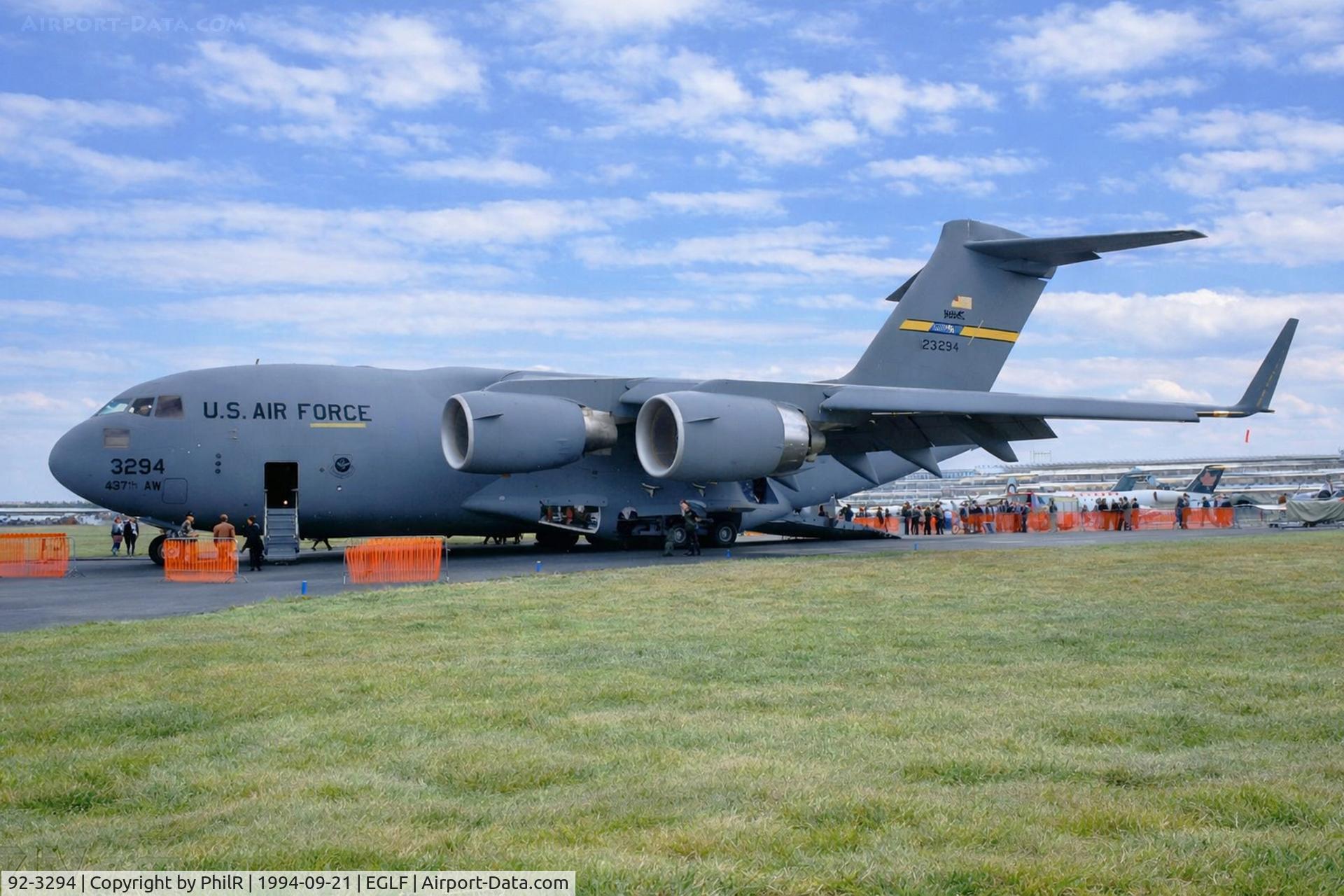 92-3294, 1990 McDonnell Douglas C-17A Globemaster III C/N P-14, 92-3294 1992 Boeing C-17A USAF SBAC 