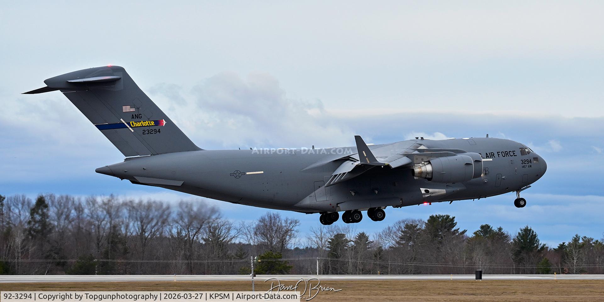 92-3294, 1990 McDonnell Douglas C-17A Globemaster III C/N P-14, 145 AW	Charlotte ANGB, NC