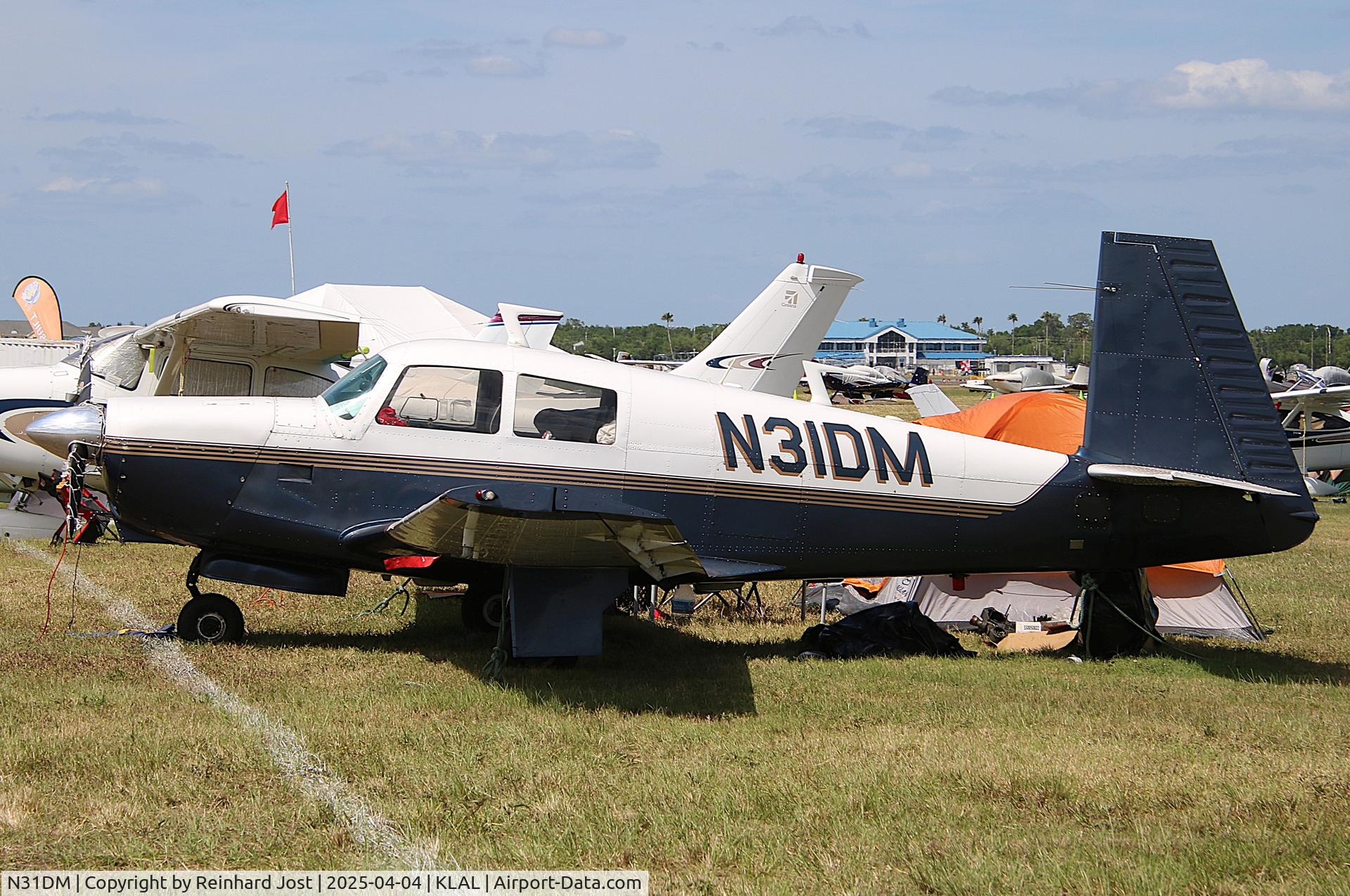 N31DM, 1977 Mooney M20C Ranger C/N 20-1248, 1977-build Mooney still active at Lakeland, FL during Sun'n'Fun 2025