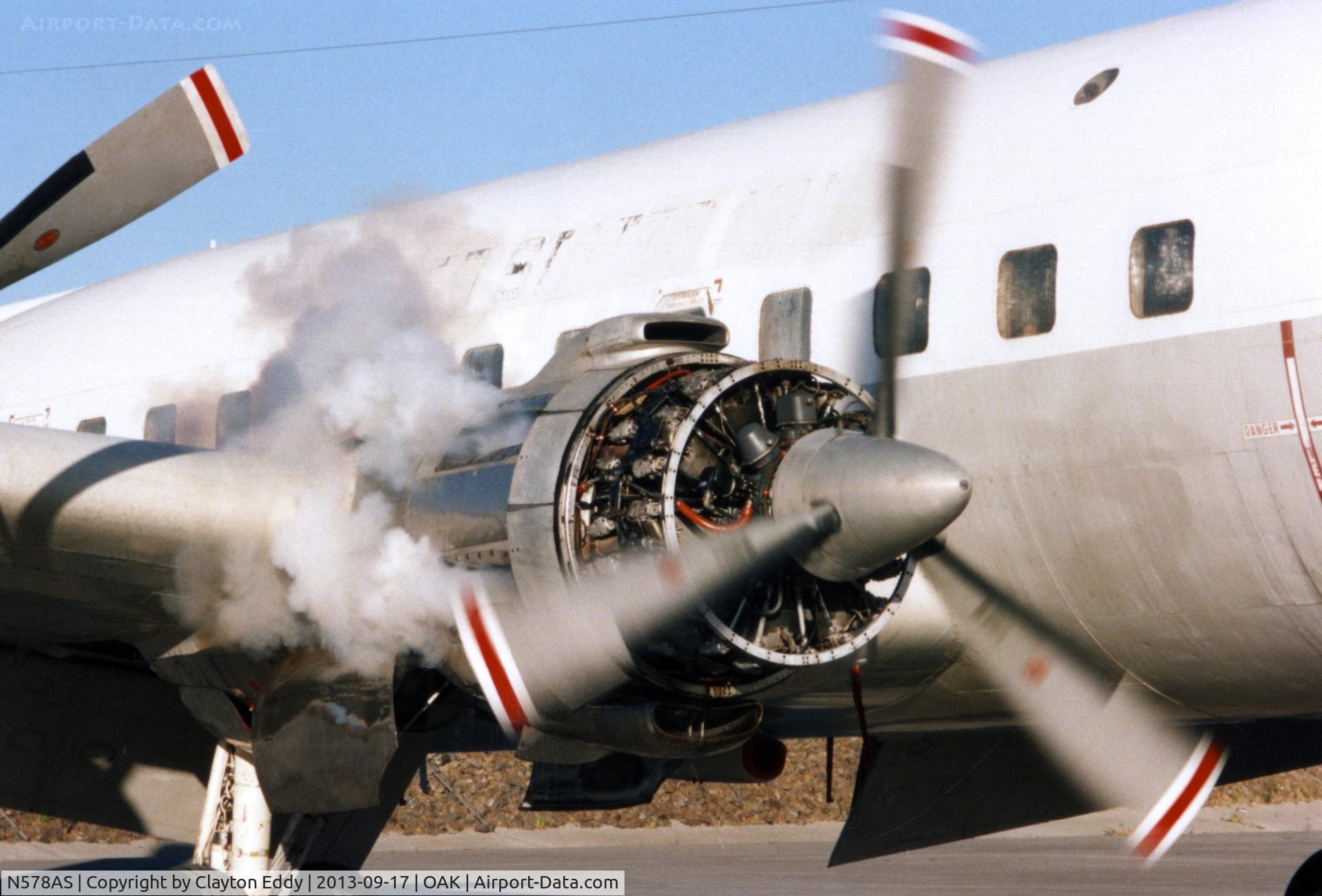 N578AS, 1952 Douglas C-118A Liftmaster (DC-6A) C/N 44650, Oakland airport 1990's