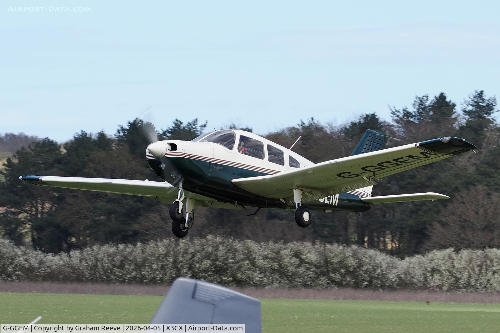 G-GGEM, 2003 Piper PA-28-161 Cherokee Warrior III C/N 2842185, Departing from Northrepps.