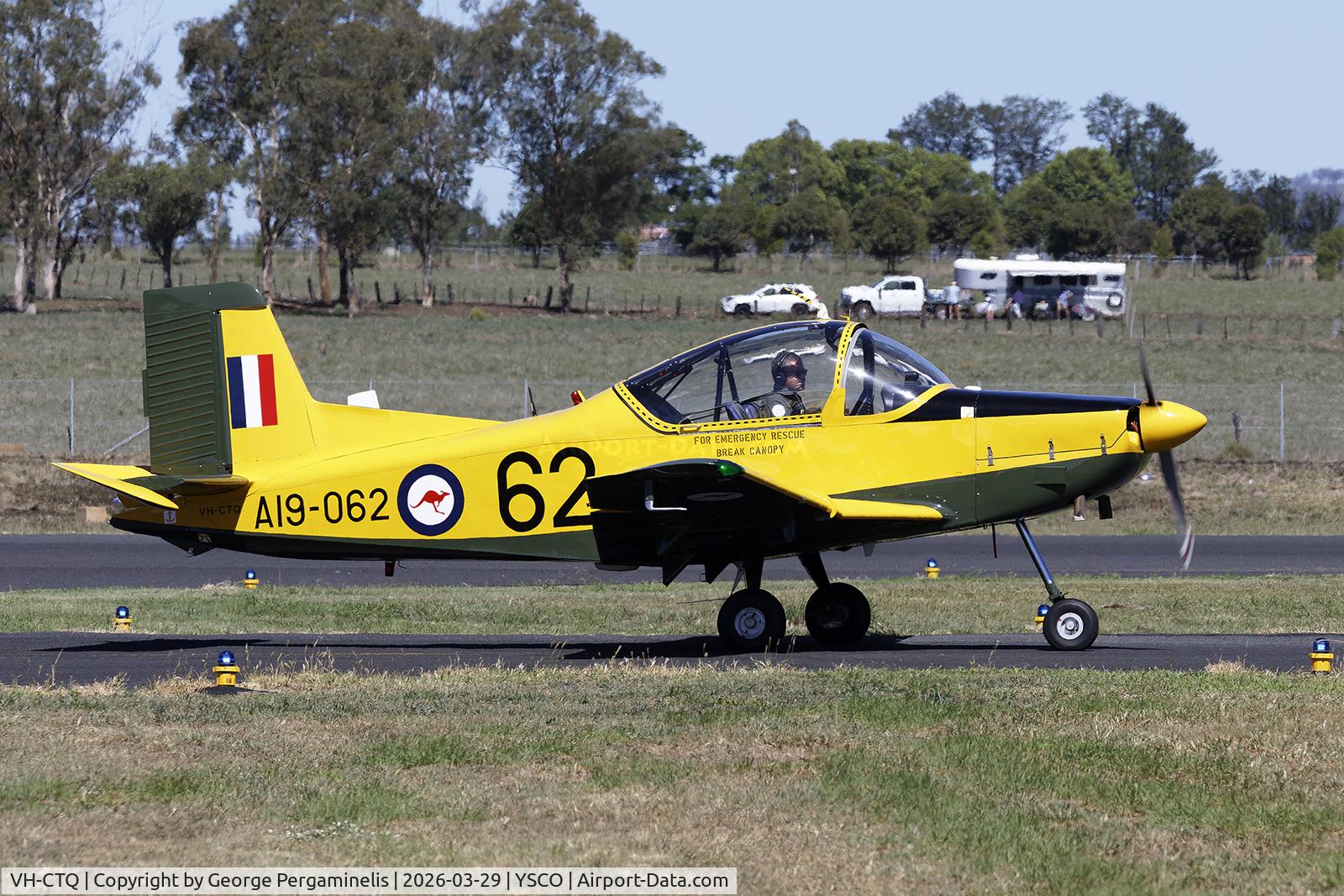 VH-CTQ, 1975 AESL CT-4A Airtrainer C/N 062, Warbirds Over Scone 2026.