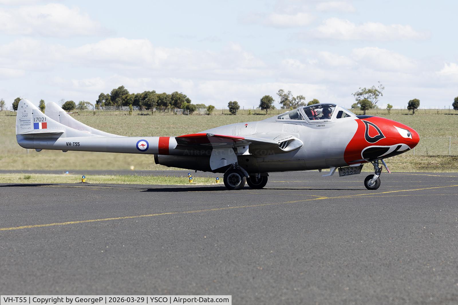 VH-T55, EIDGEN'O'SSISCHES FLUGZEUGWERK DH 115 - MK.55 C/N 973, Warbirds Over Scone 2026.