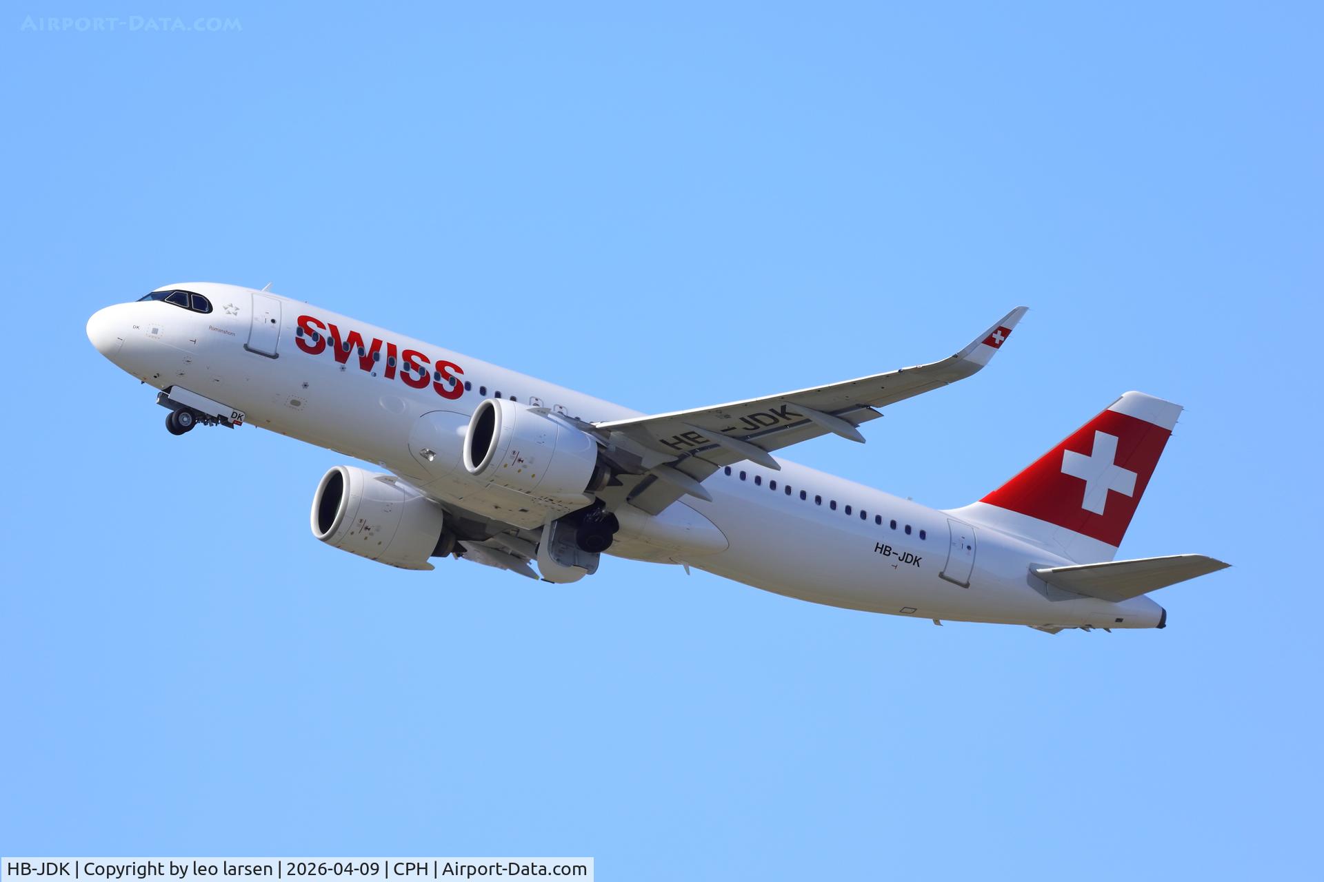 HB-JDK, 2025 Airbus A320-271 NX C/N 12565, Copenhagen 9.4.2026