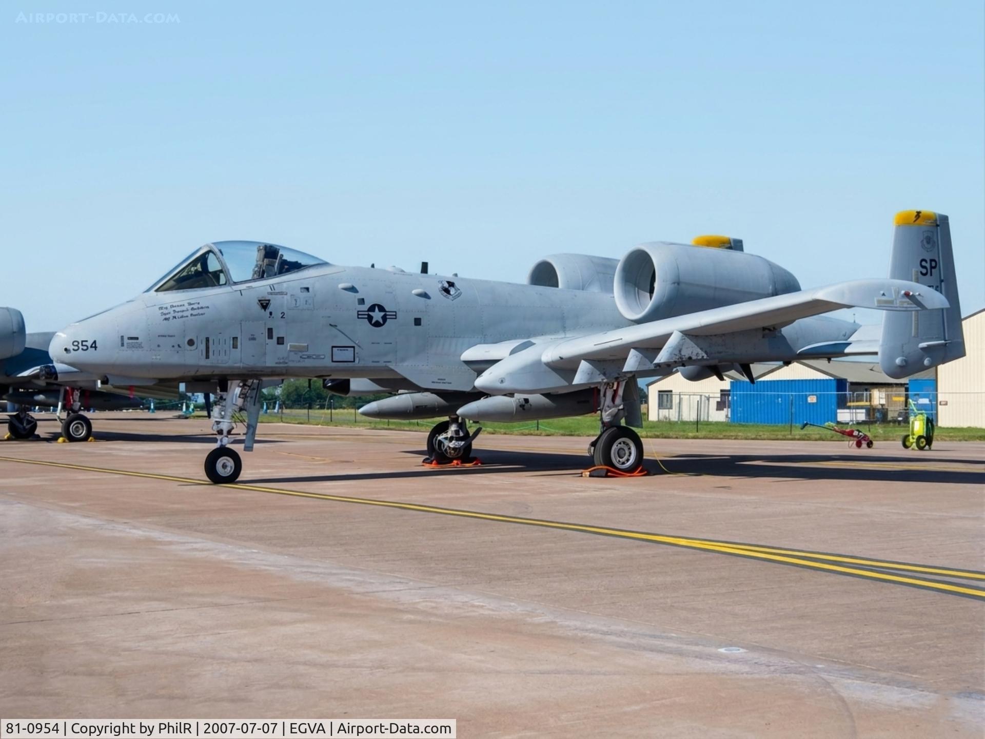 81-0954, 1981 Fairchild Republic A-10A Thunderbolt II C/N A10-0649, 81-0954 1981 Fairchild Republic A1-0A Thunderbolt ll USAF RIAT 