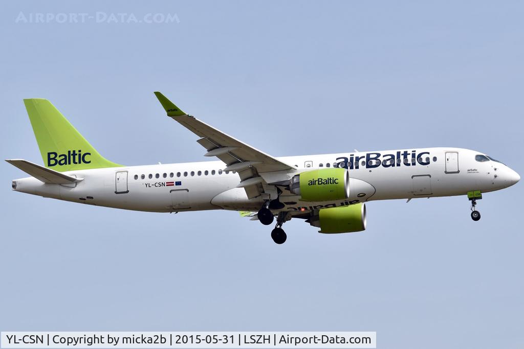 YL-CSN, 2018 Airbus A220-300 C/N 55043, Landing