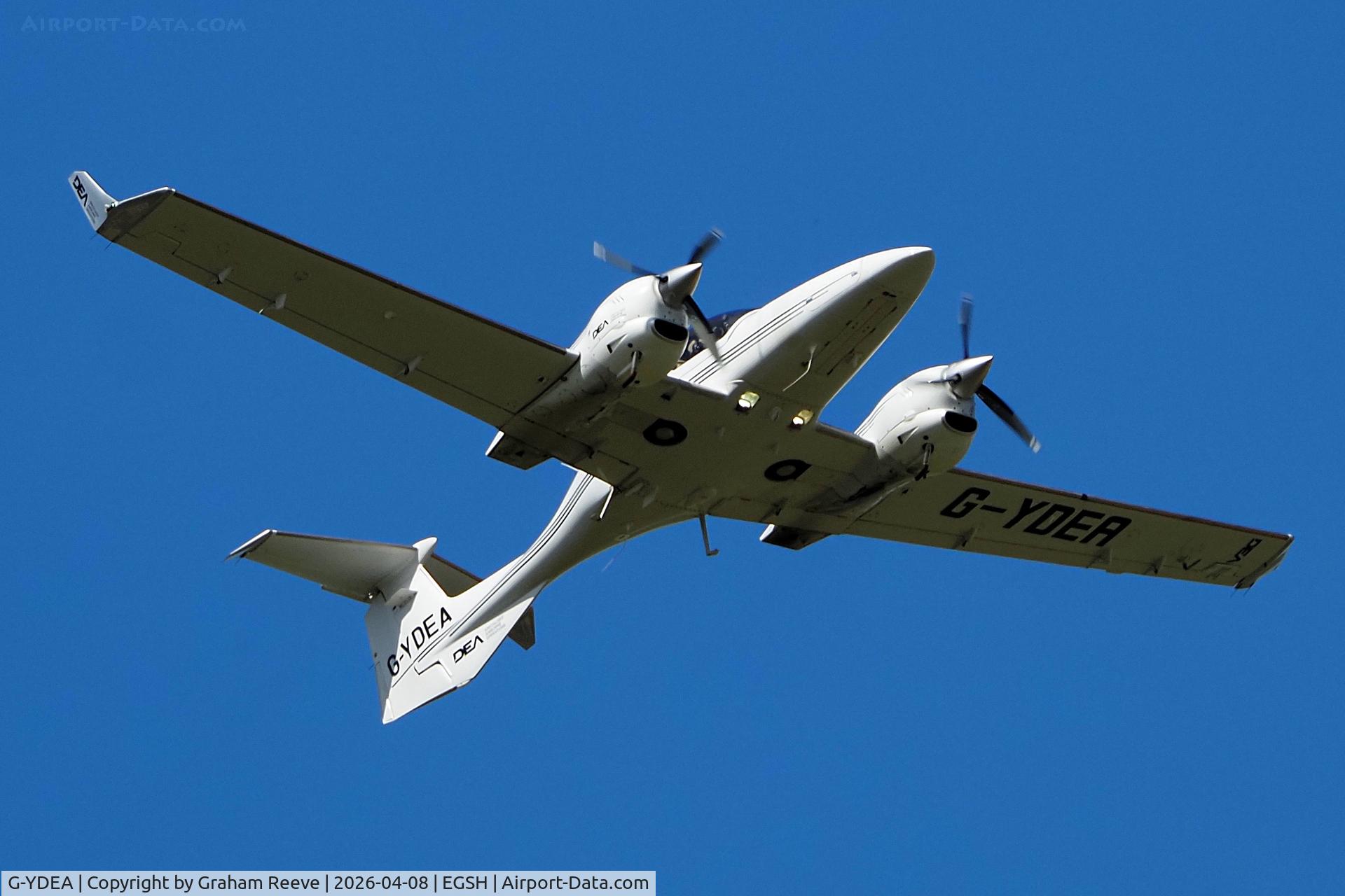 G-YDEA, 2006 Diamond DA-42 Twin Star C/N 42.151, Departing from Norwich.