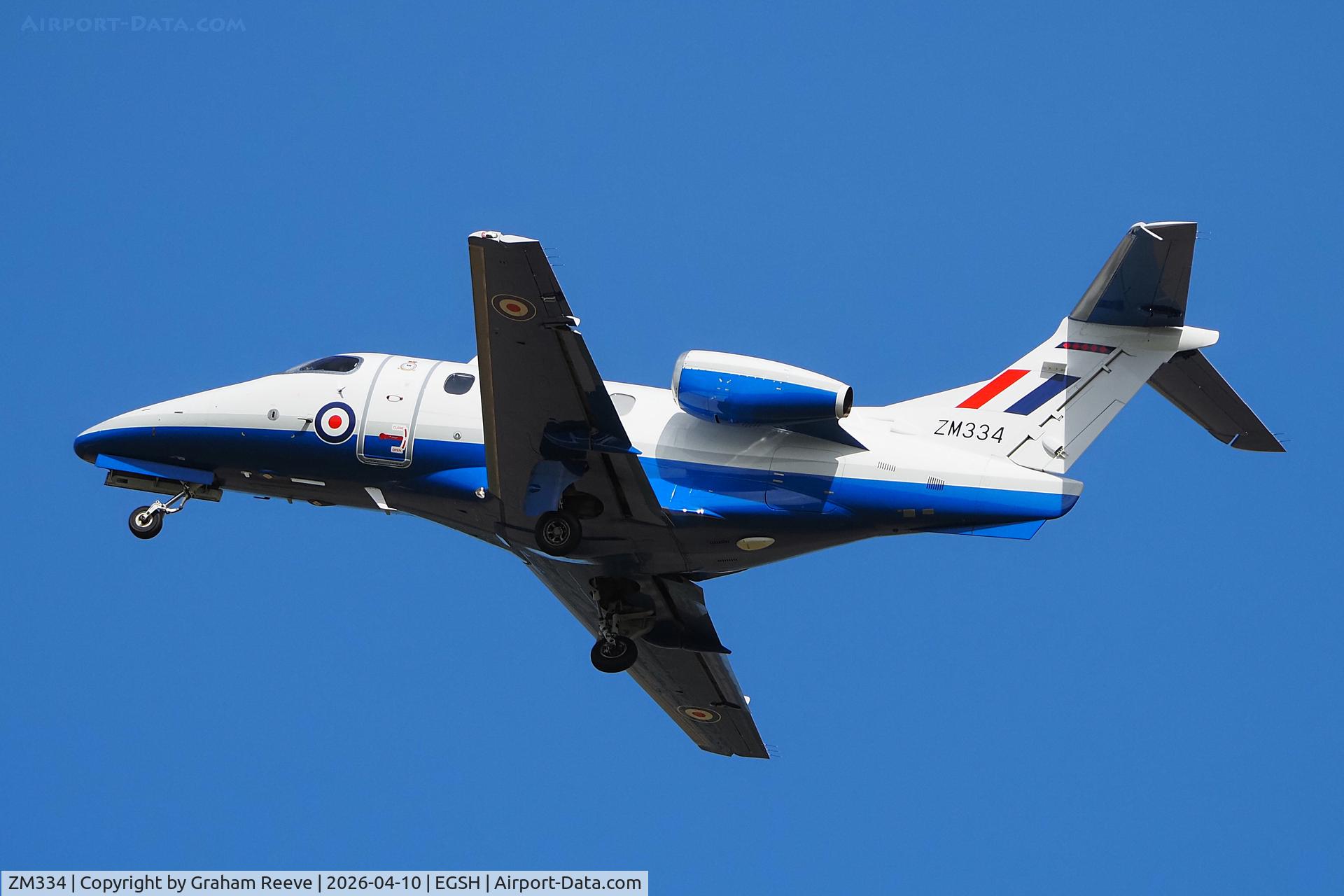 ZM334, 2017 Embraer EMB-500 Phenom T1 C/N 50000377, Departing from Norwich.