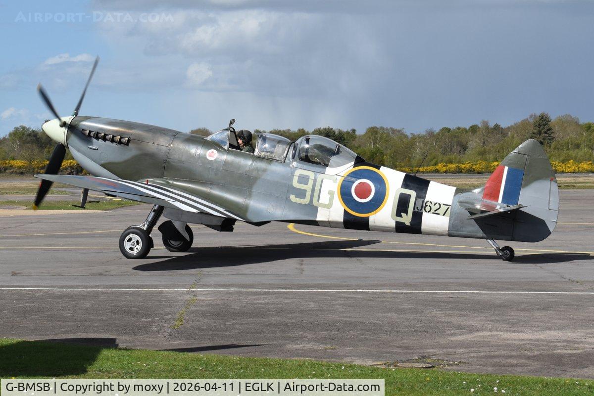 G-BMSB, 1943 Supermarine 361 Spitfire T.IX C/N CBAF.7722, Supermarine 361 Spitfire IX.T at Blackbushe. RAF Serial MJ627.    