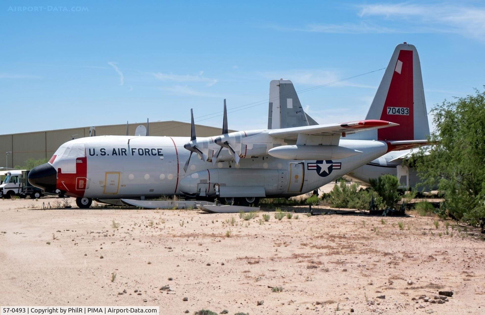 57-0493, 1957 Lockheed C-130D Hercules C/N 182-3200, 57-0493 1957 Lockheed C-130D Hercules USAF 3 blade prop Pima 25.06.99.jpg

