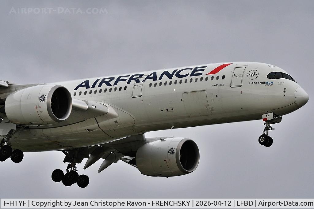 F-HTYF, 2020 Airbus A350-941 C/N 422, Paris (CDG)	Bordeaux (BOD)	(AFR374V)