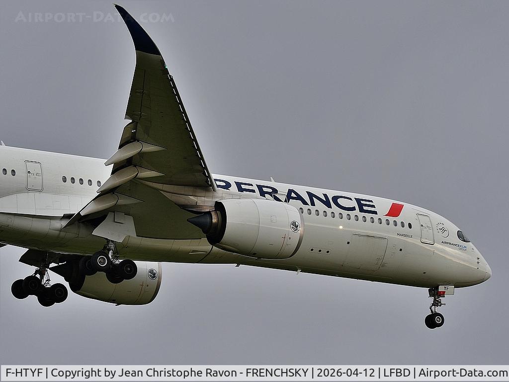 F-HTYF, 2020 Airbus A350-941 C/N 422, Paris (CDG)	Bordeaux (BOD)	(AFR374V)