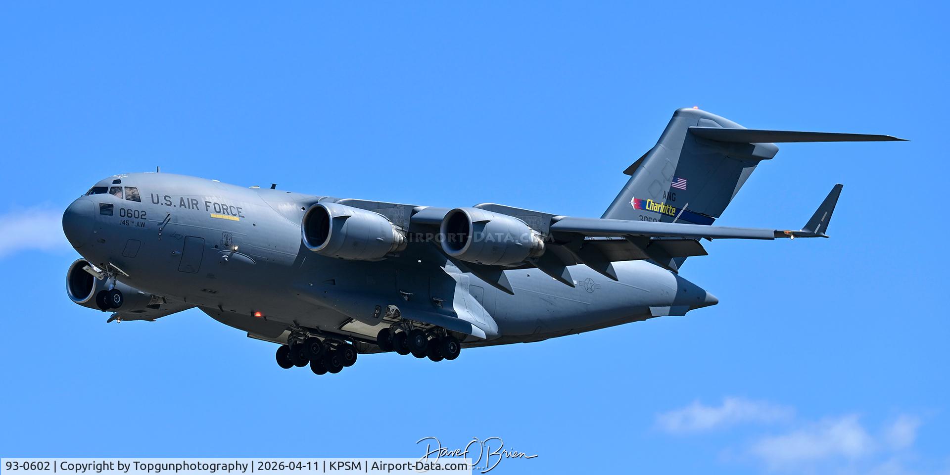 93-0602, 1993 McDonnell Douglas C-17A Globemaster III C/N 50022, REACH1862 landing RW34