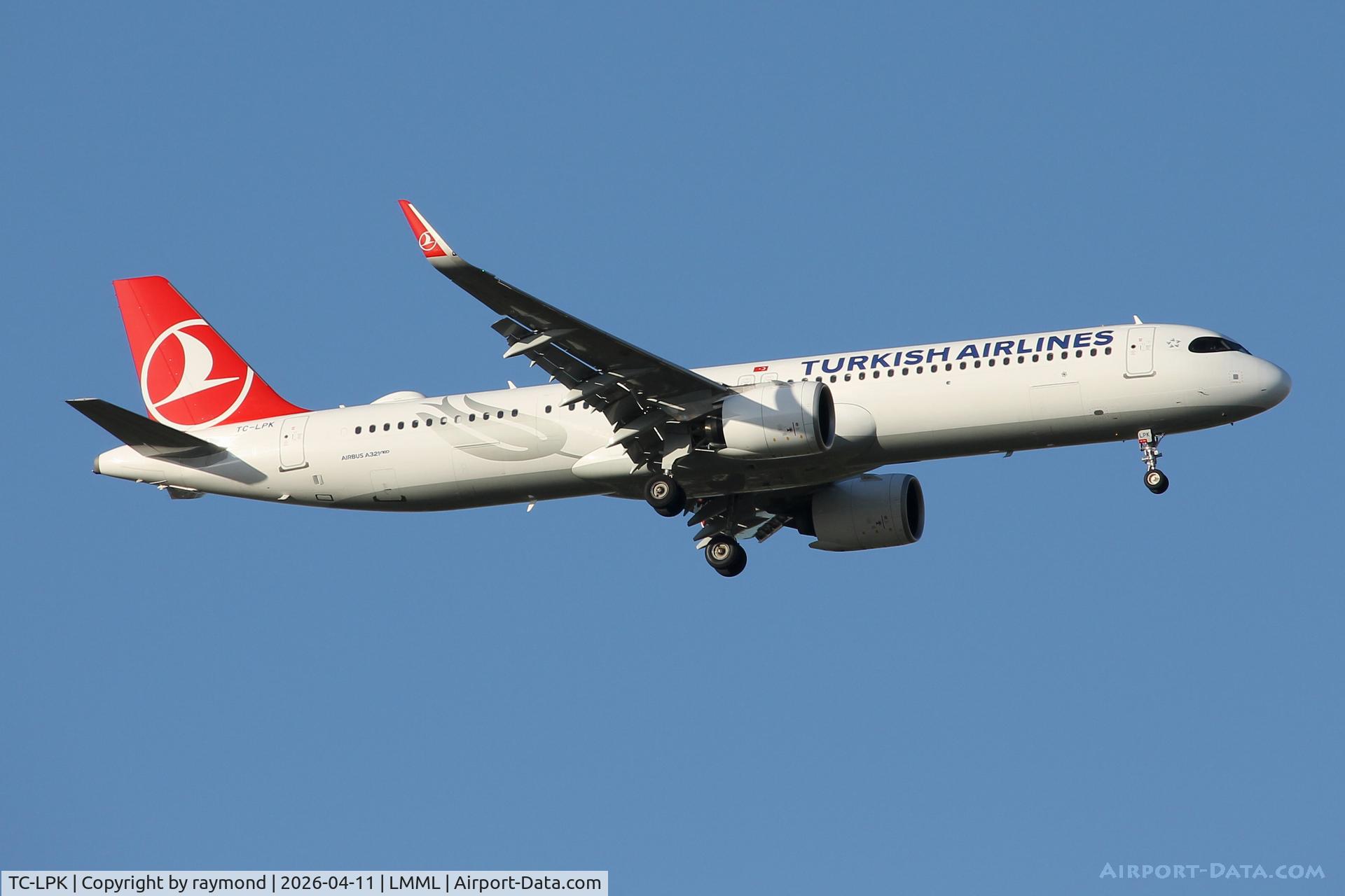 TC-LPK, 2024 Airbus A321-271 NX C/N 12157, Airbus A321-271NX of Turkish Airlines reg TC-LPK landing in Malta RW13.