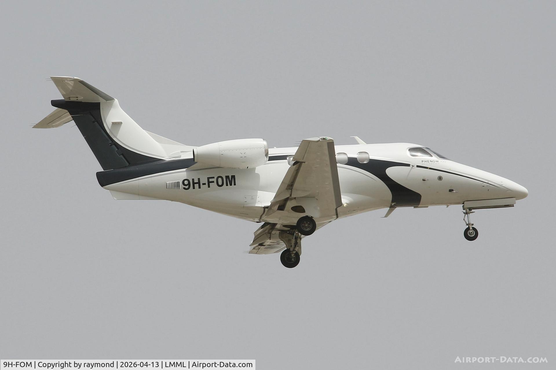 9H-FOM, 2009 Embraer EMB-500 Phenom 100 C/N 50000092, Embraer EMB-500 Phenom 100 reg 9H-FOM of Luxwing on final approach to RW13 Malta.