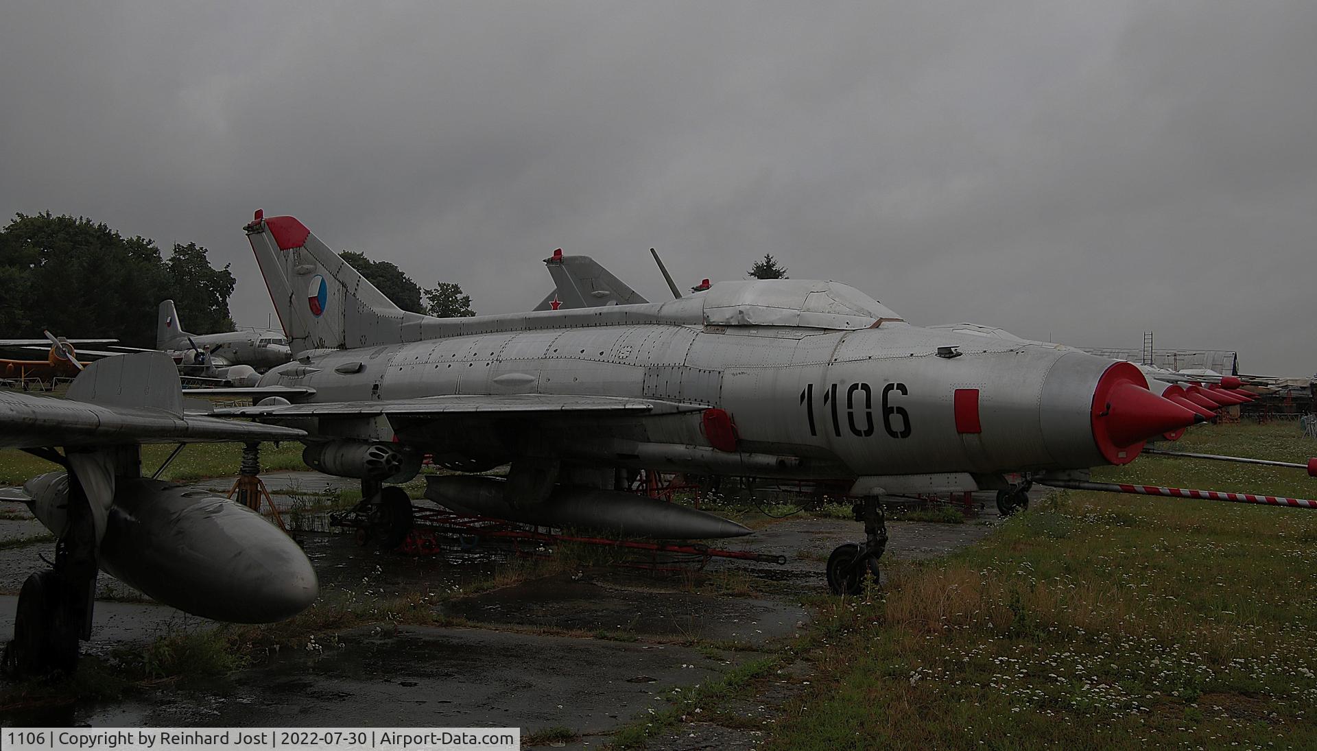 1106, Mikoyan-Gurevich MiG-21F-13 C/N 261106, Czech AF MiG-21 1106 leading a row of MiGs at the Vyskov Highway Strip Museum, Czech Republic