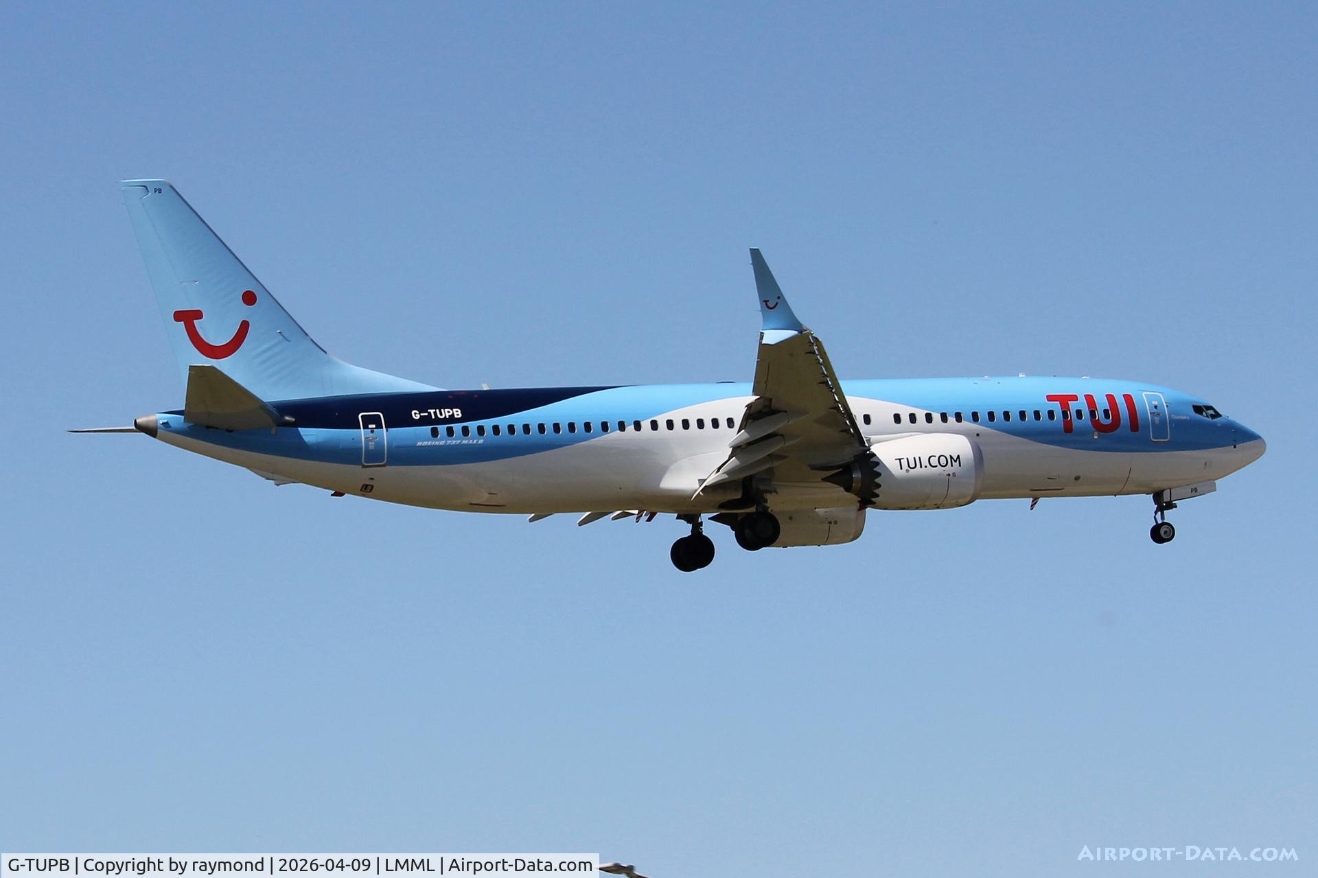 G-TUPB, 2025 Boeing 737-8 MAX C/N 44661, Boeing 737-8 MAX reg G-TUPB of TUIFly landing in Malta RW31.