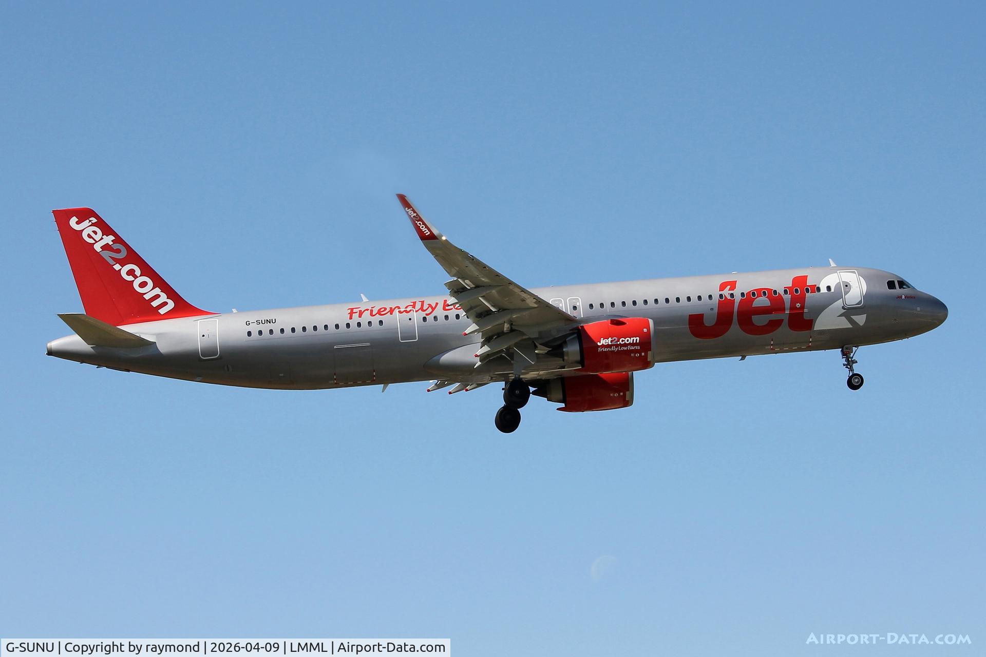 G-SUNU, 2025 Airbus A321-251NX C/N 12720, Airbus A321-251NX reg G-SUNU of Jet2Com landing in Malta RW31.