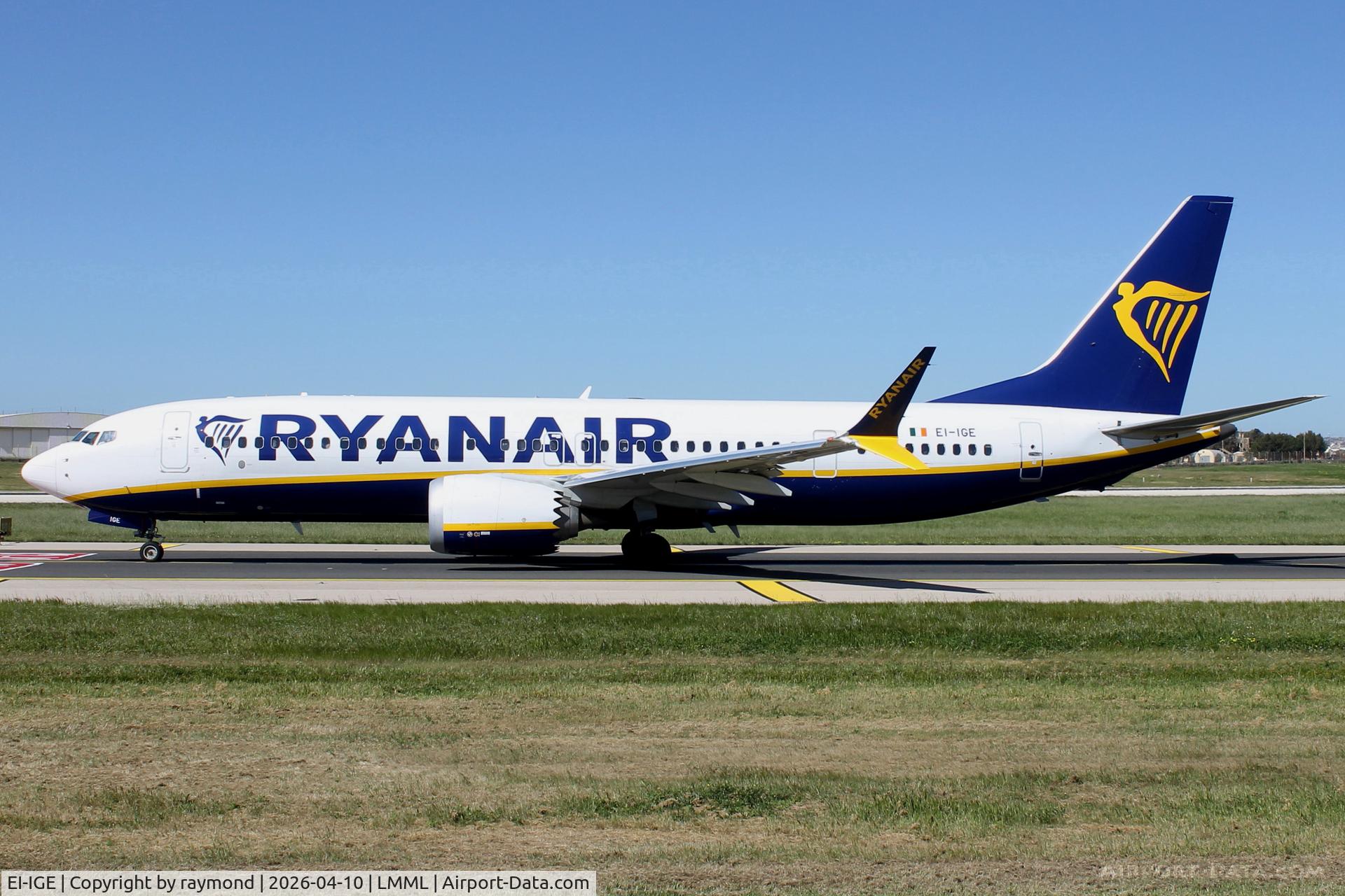 EI-IGE, 2023 Boeing 737-8-200 MAX C/N 67071, Boeing 737-8 MAX reg EI-IGE of Ryanair taxiing out for departure from Malta.