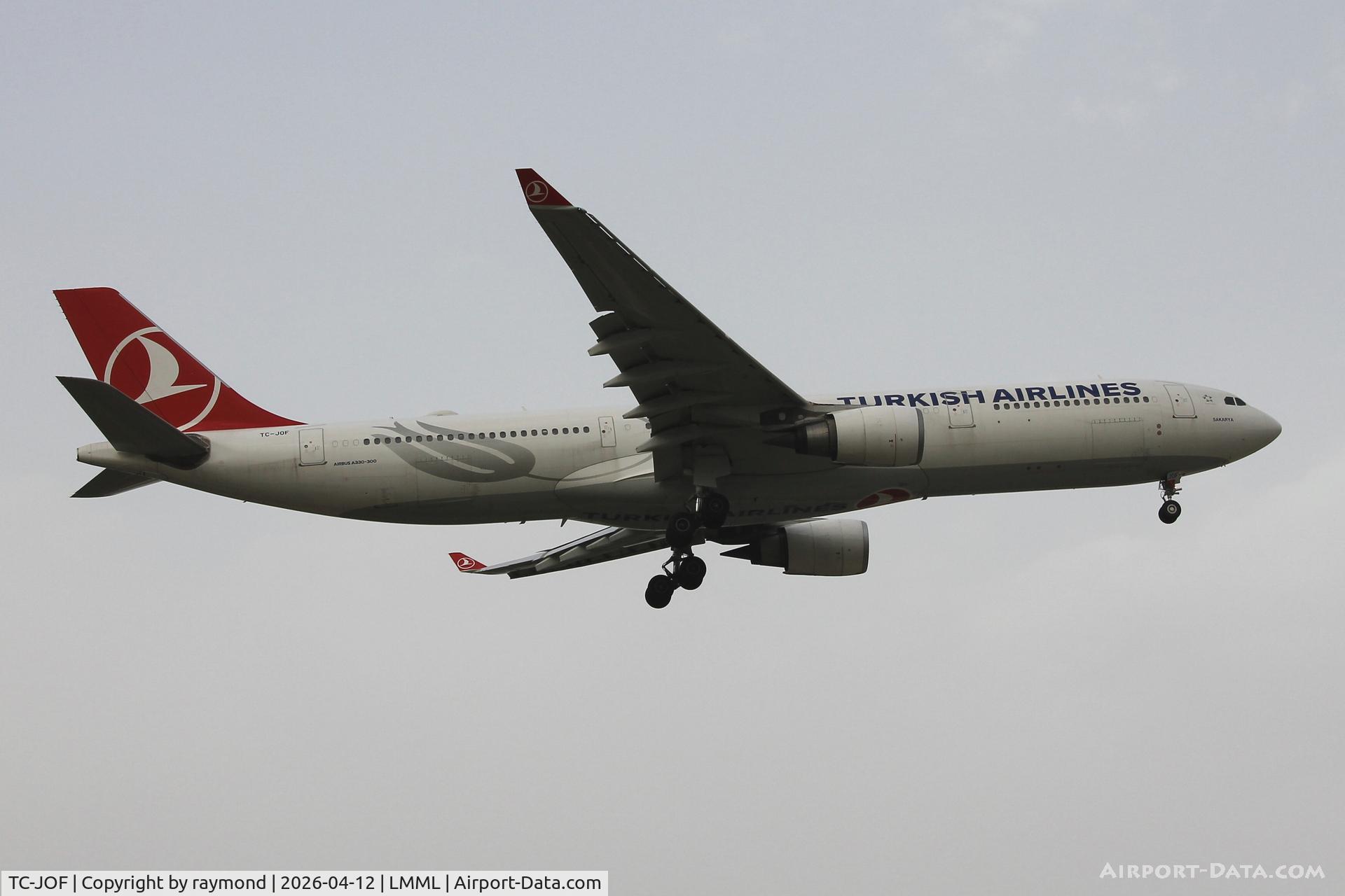 TC-JOF, 2015 Airbus A330-303 C/N 1616, Airbus A330-303 reg TC-JOF of Turkish Airlines is seen on long final approach for RW13 landing in Malta.