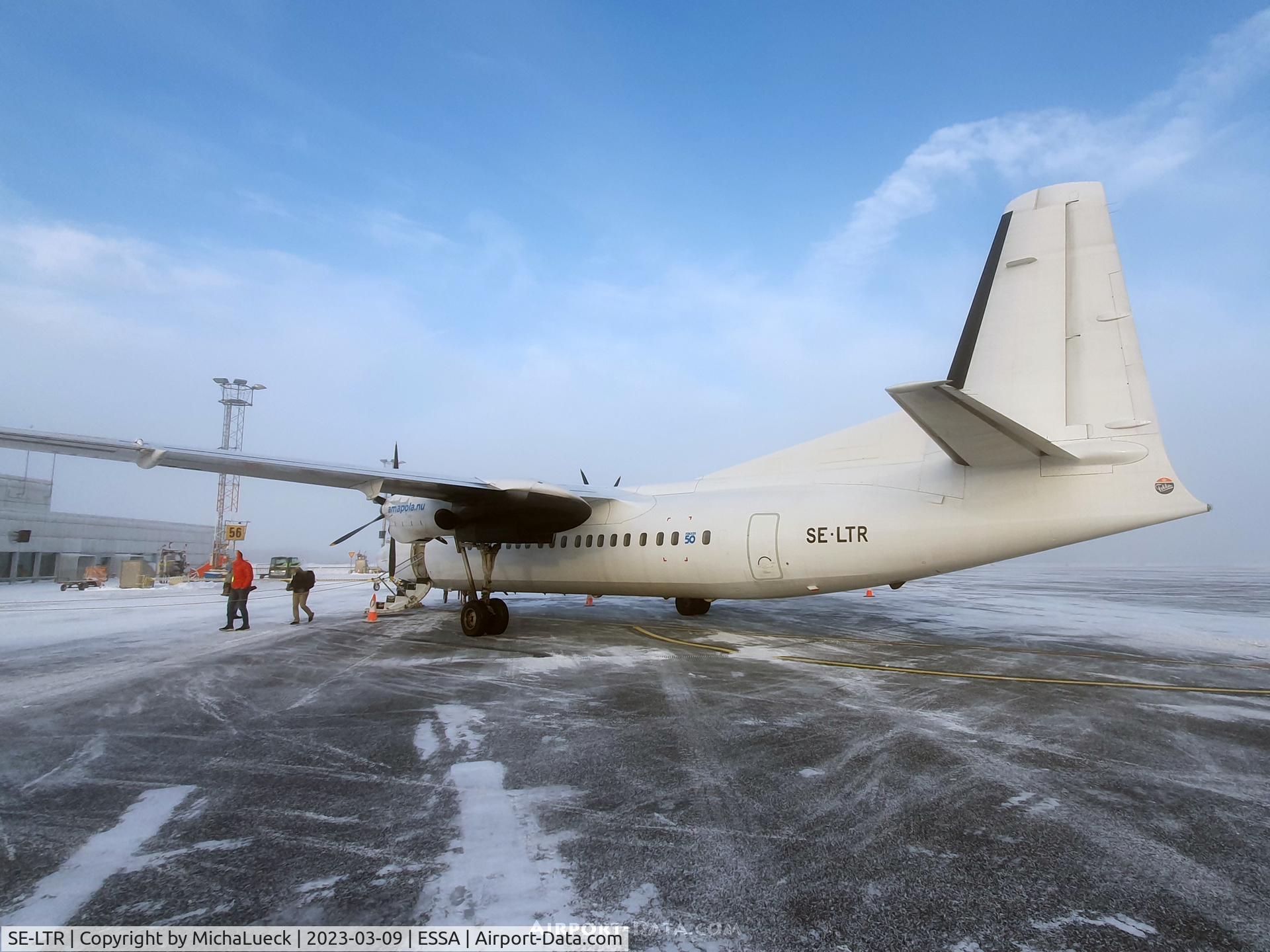 SE-LTR, 1991 Fokker 50 C/N 20226, A frosty arrival at Arlanda