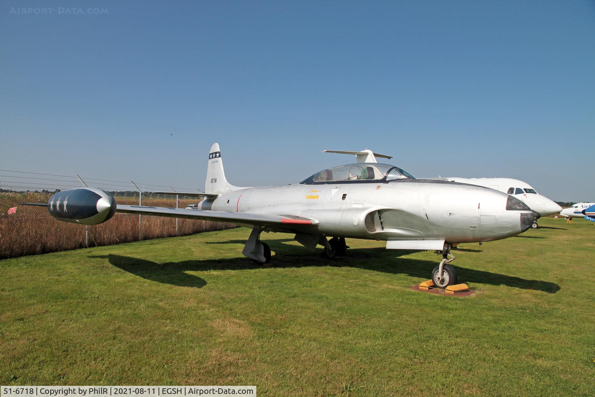 51-6718, 1951 Lockheed T-33A Shooting Star C/N 580-6050, 51-6718 1952 Lockheed T-33A USAF City of Norwich Aviation Museum 11.08.21 (1).JPG
