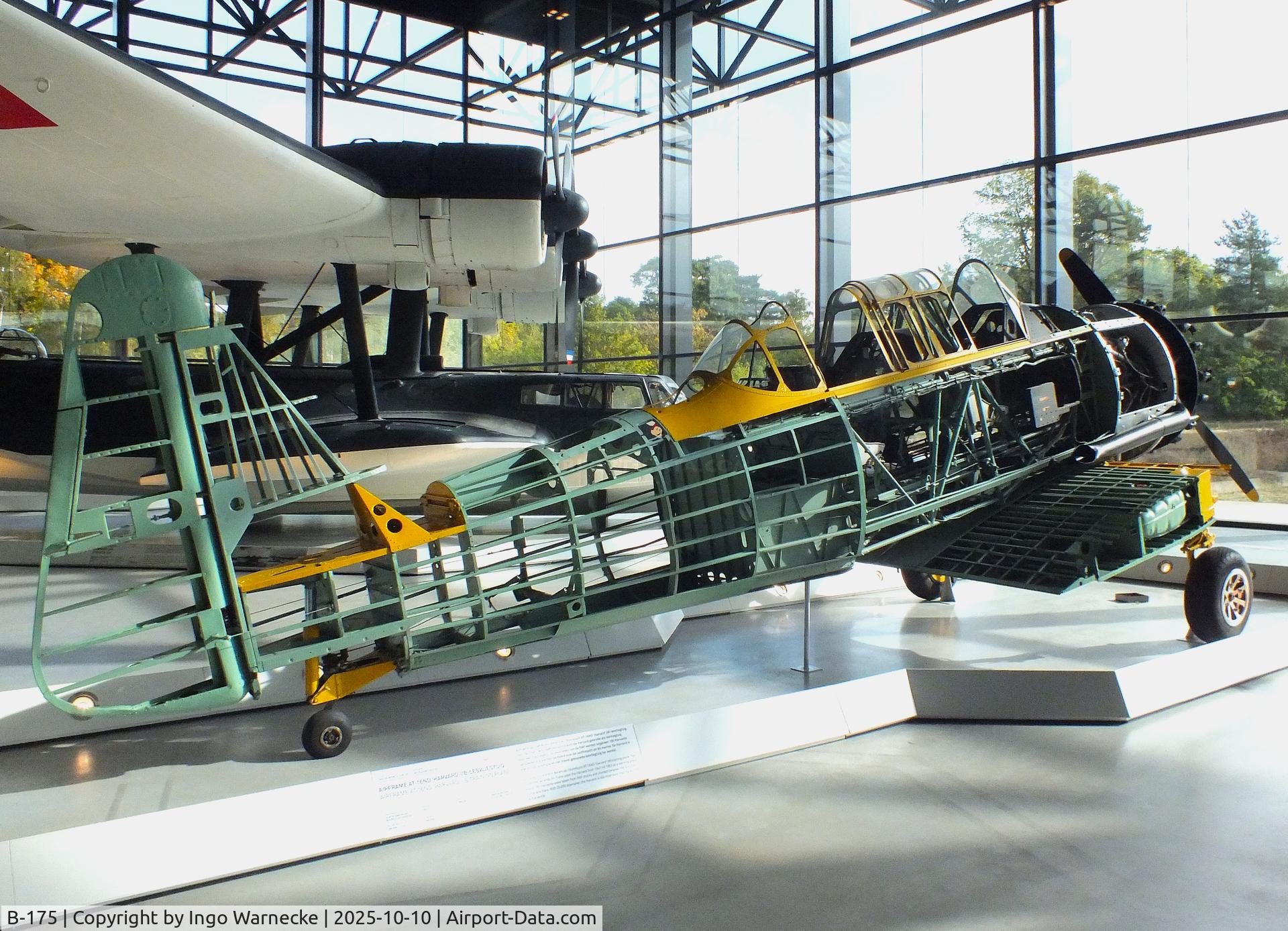 B-175, 1942 North American AT-16ND Harvard IIB C/N 14-765, North American (Noorduyn) T-6 / AT-16 Harvard II B (minus outer skin/horizontal tail/wings) at the Nationaal Militair Museum / National Military Museum, Soesterberg