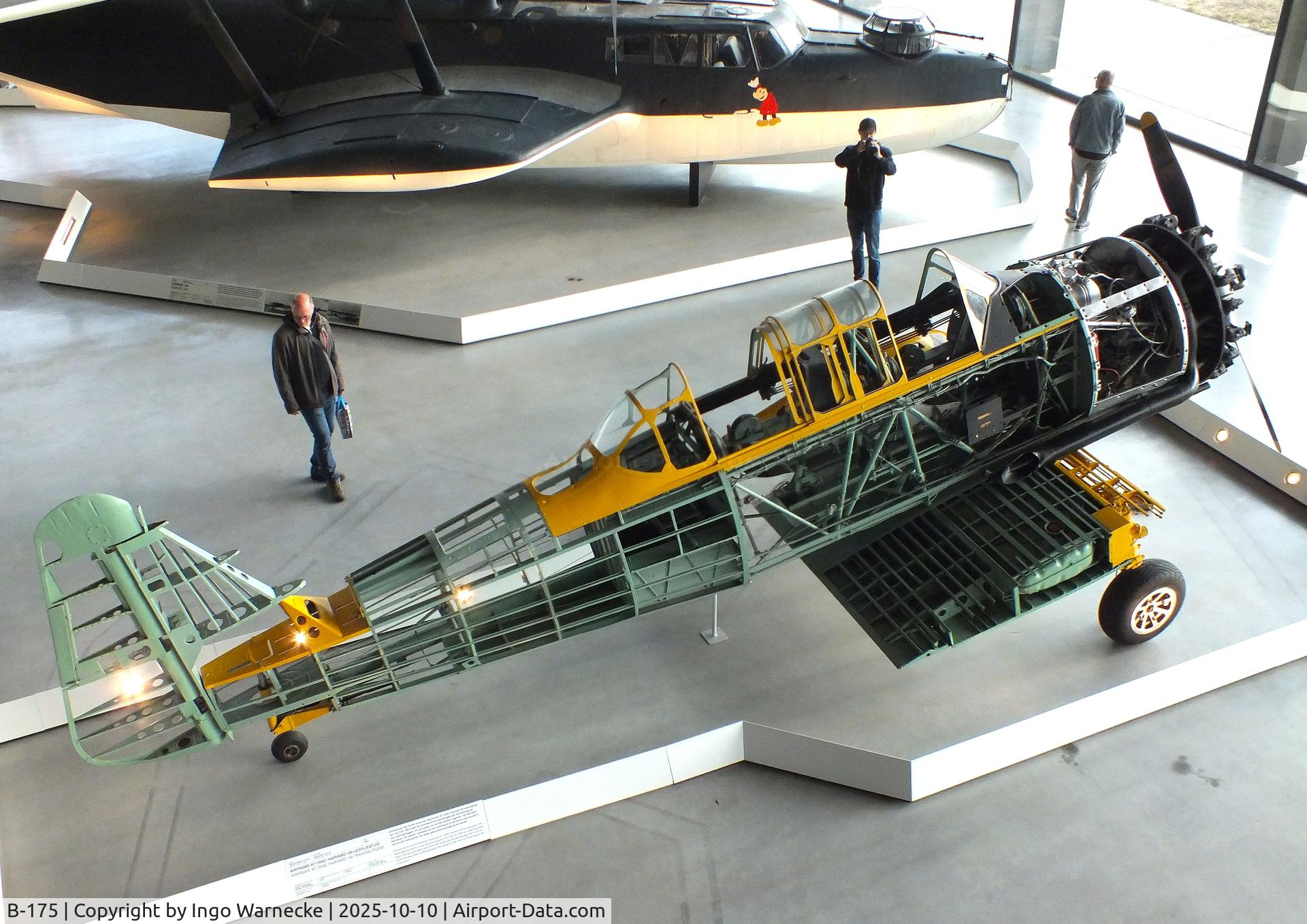 B-175, 1942 North American AT-16ND Harvard IIB C/N 14-765, North American (Noorduyn) T-6 / AT-16 Harvard II B (minus outer skin/horizontal tail/wings) at the Nationaal Militair Museum / National Military Museum, Soesterberg