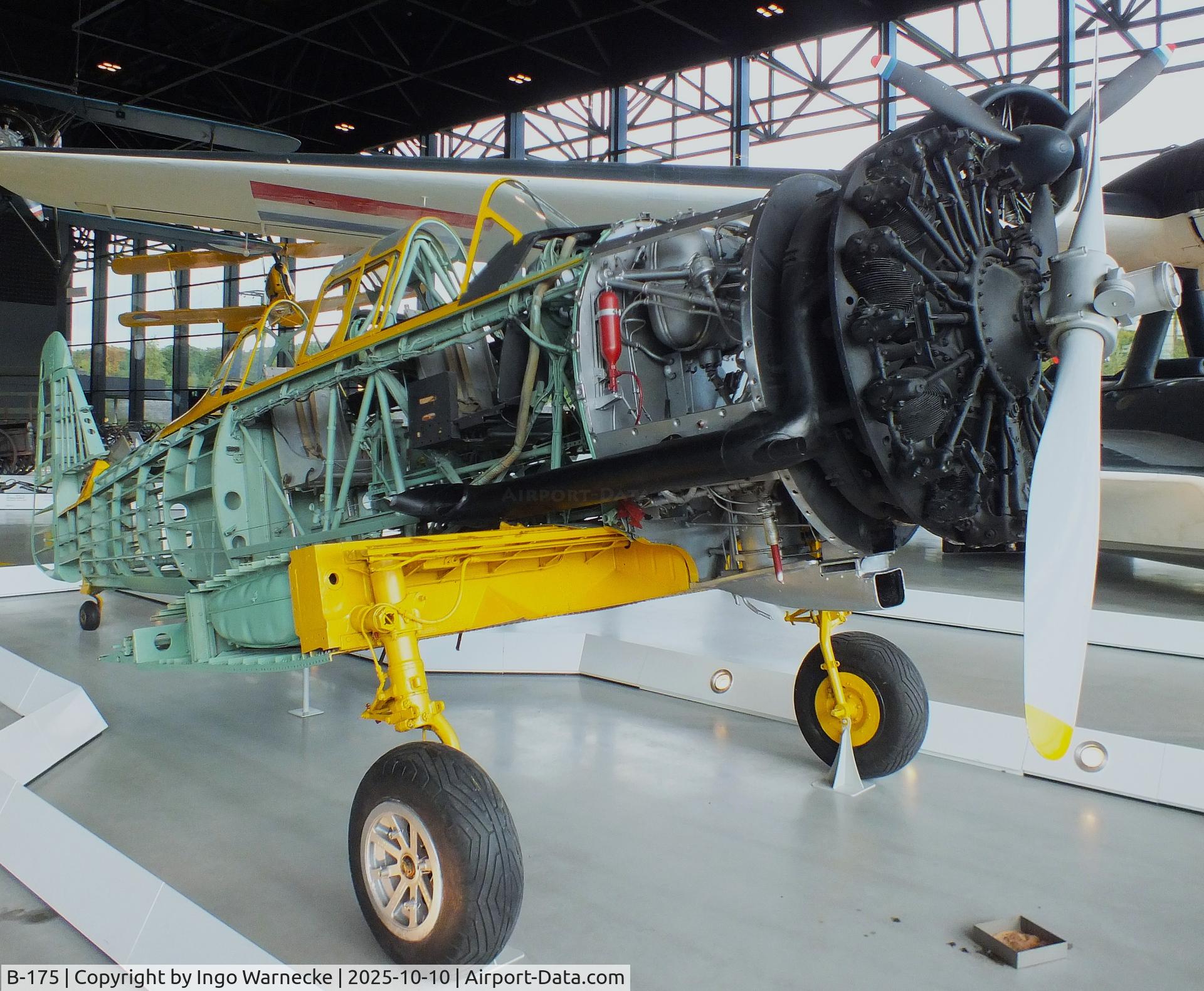 B-175, 1942 North American AT-16ND Harvard IIB C/N 14-765, North American (Noorduyn) T-6 / AT-16 Harvard II B (minus outer skin/horizontal tail/wings) at the Nationaal Militair Museum / National Military Museum, Soesterberg