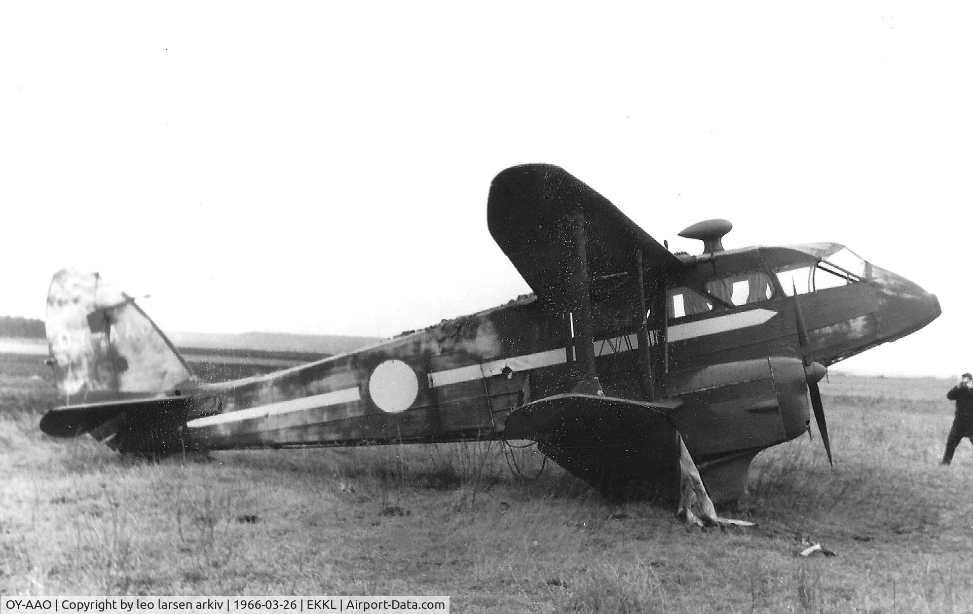 OY-AAO, 1942 De Havilland DH-89A Dominie/Dragon Rapide C/N 6775, Kalundborg 23.3.1966