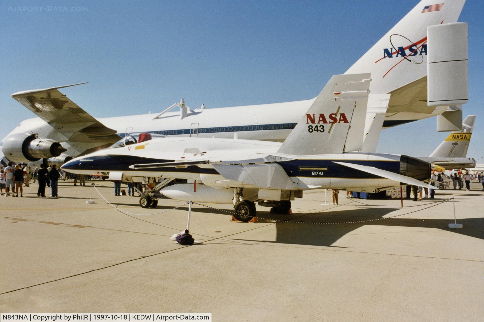 N843NA, McDonnell Douglas F/A-18A Hornet C/N 161519, 161519 '843' McD EF-18A Hornet  NASA N905NA 1970 Boeing 747-123 Edwards AFB 