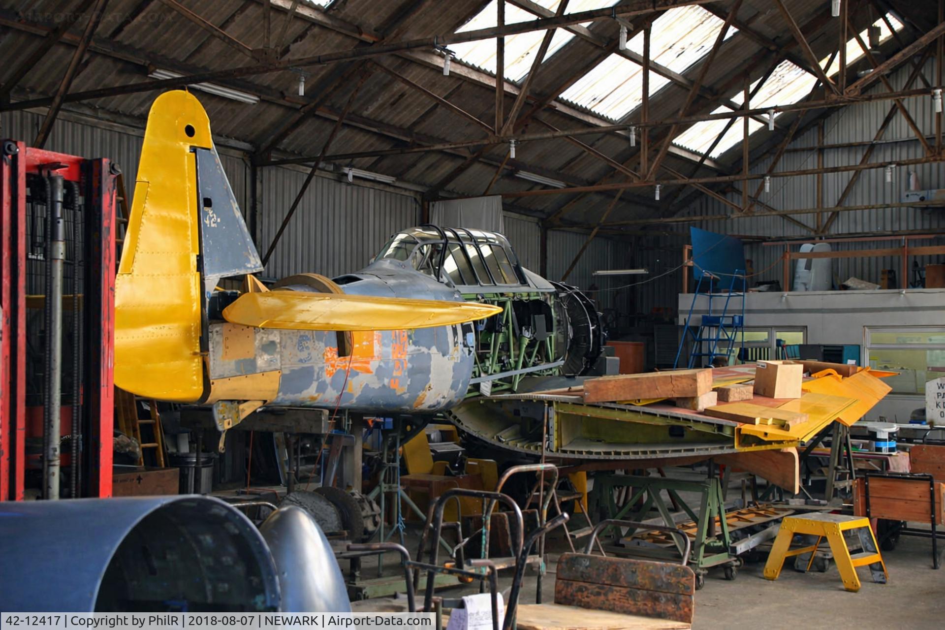42-12417, Noorduyn AT-16 C/N 14-664, 42-12417 NA SNJ-2 USN originally FE930 Harvard llb RCAF Newark Air Museum 