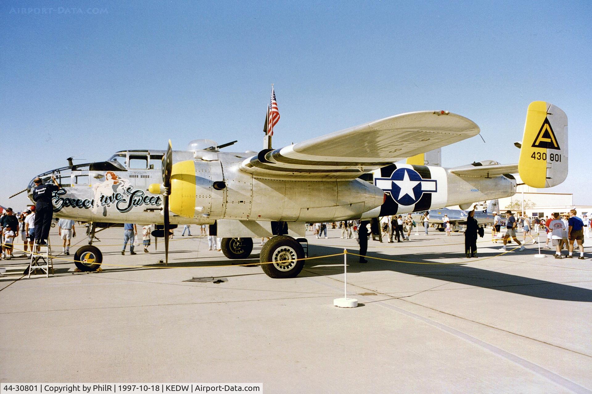 44-30801, 1944 North American TB-25N Mitchell C/N 108-34076, 44-30801 1944 NA B-25N Mitchell USAF Edwards AFB 
