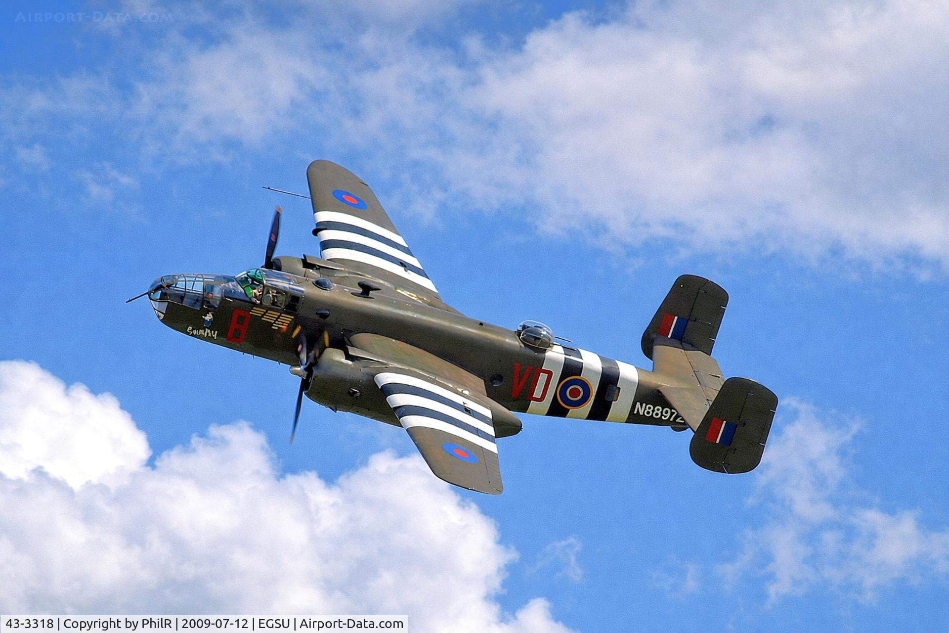 43-3318, 1943 North American B-25D Mitchell C/N 100-23644, 43-3318 (N88972) 1943 NA B-25D Mitchell Flying Legends Duxford 
