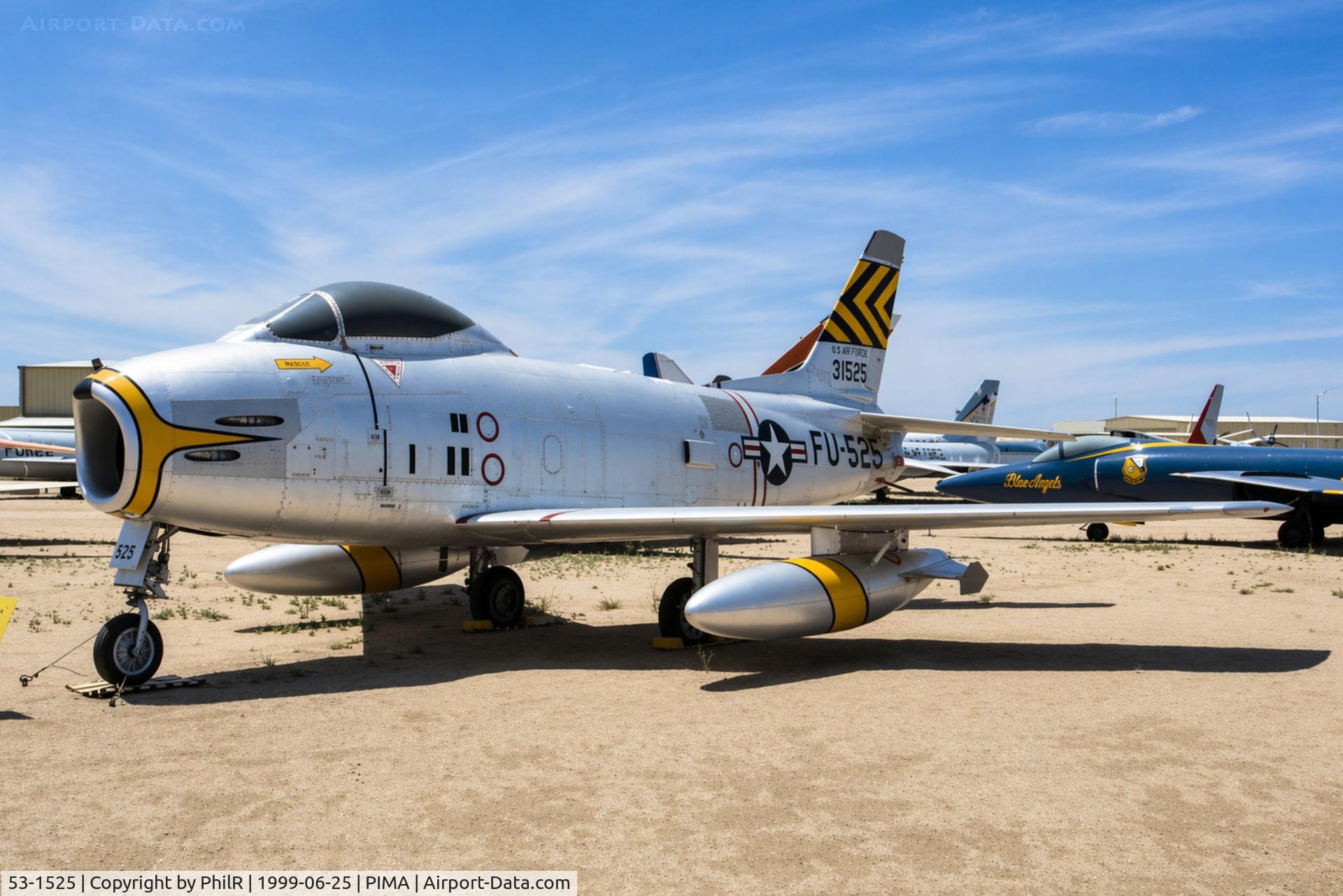 53-1525, 1953 North American F-86H Sabre C/N 203-297, 53-1525 1953 NA F-86H Sabre USAF Pima 