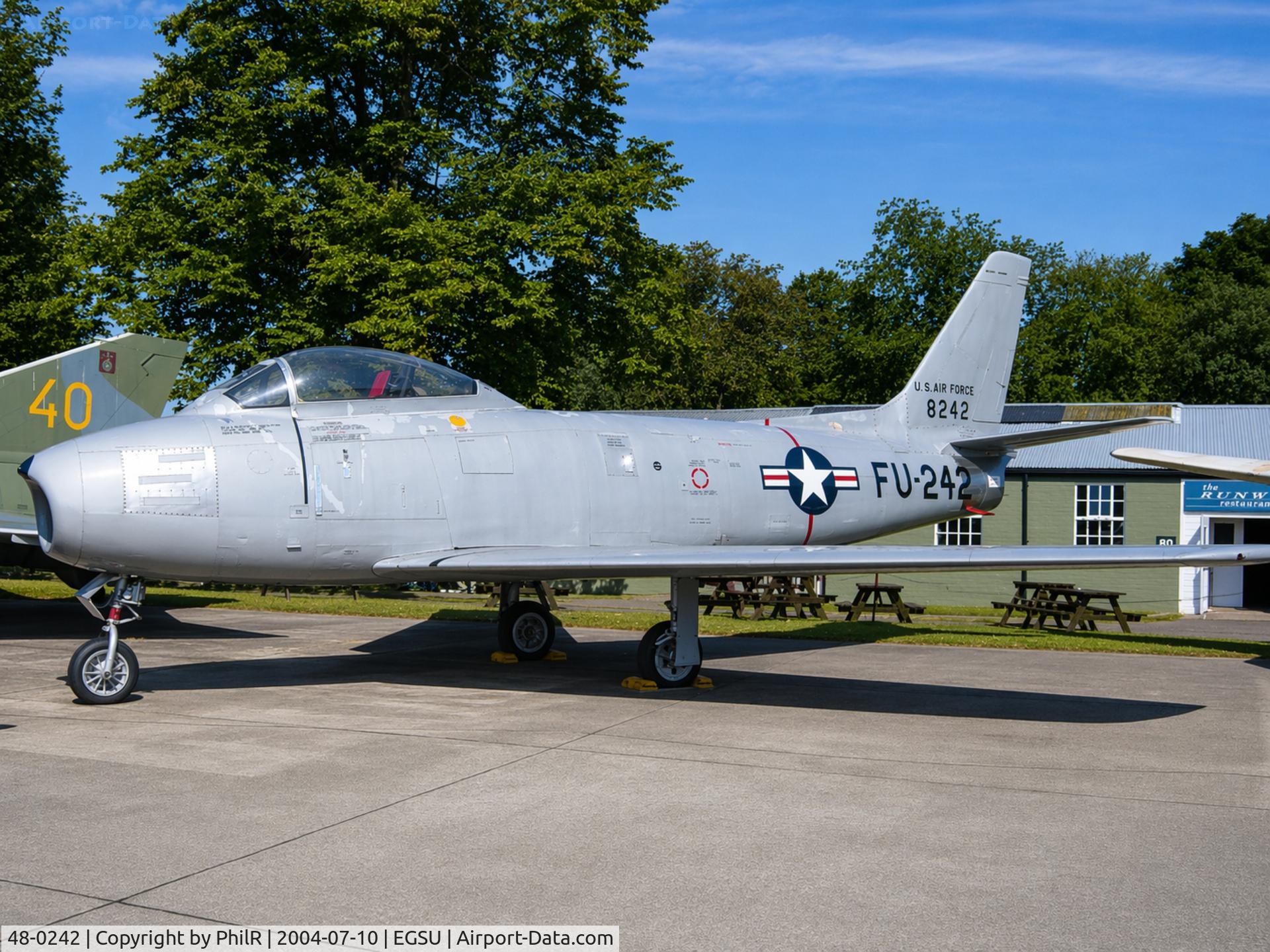53-1525, 1953 North American F-86H Sabre C/N 203-297, 48-0242 1948 NA F-86A-5NA Sabre USAF Duxford 
