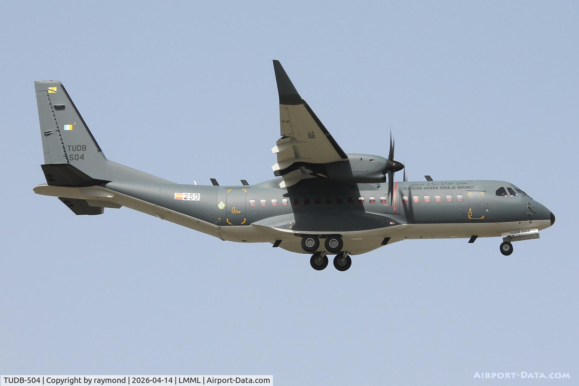TUDB-504, 2026 CASA C-295W C/N S-250, CASA C-295W reg TUDB-504 of Royal Brunei air Force on final approach RW13 in Malta during it's delivery.