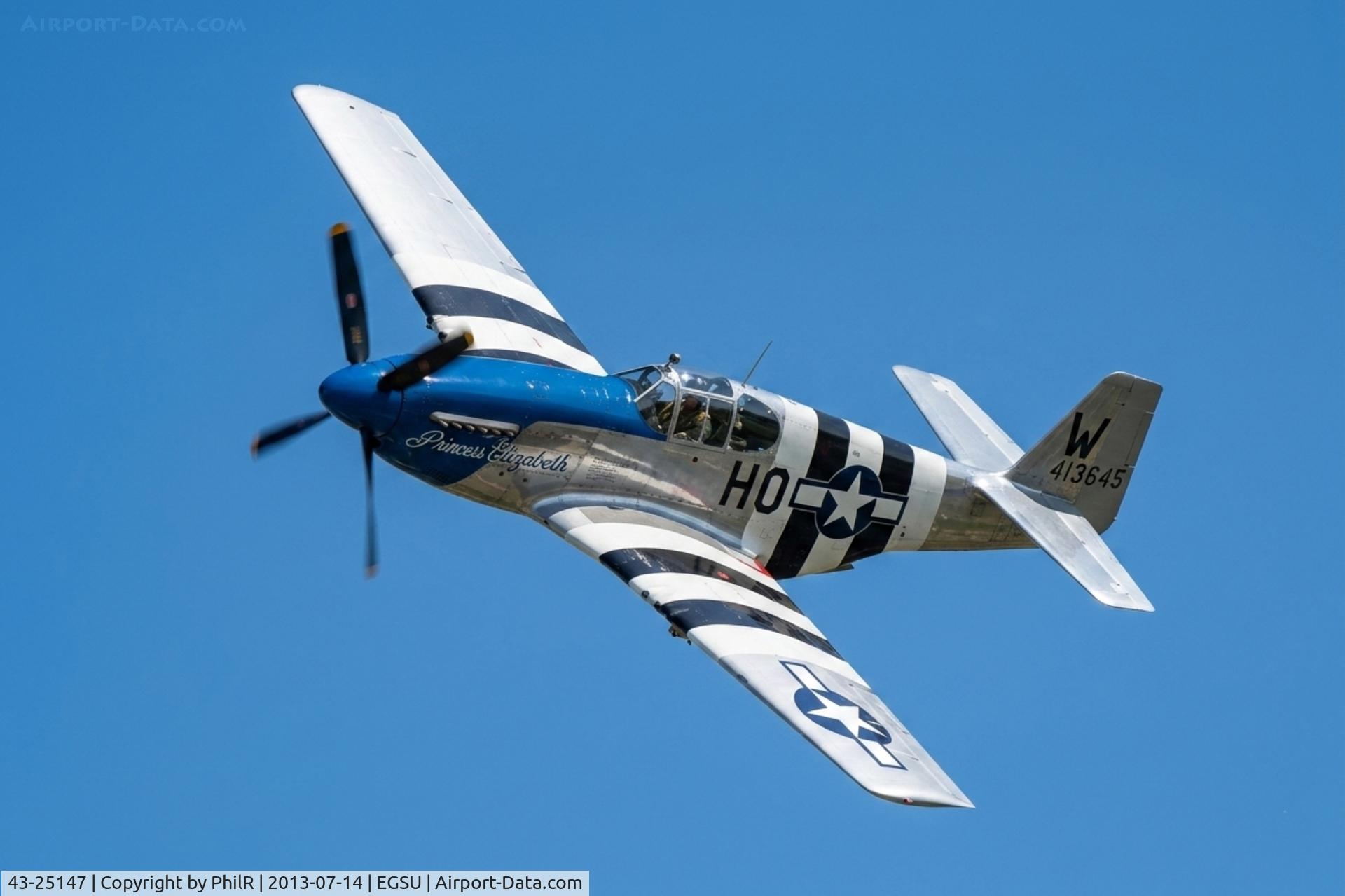 43-25147, 1943 North American P-51C Mustang C/N 103-26778, 43-25147 (N51PR, 487FS) 1944 NA P-51C Mustang 'Princess Elizabeth' USAAF Duxford 
