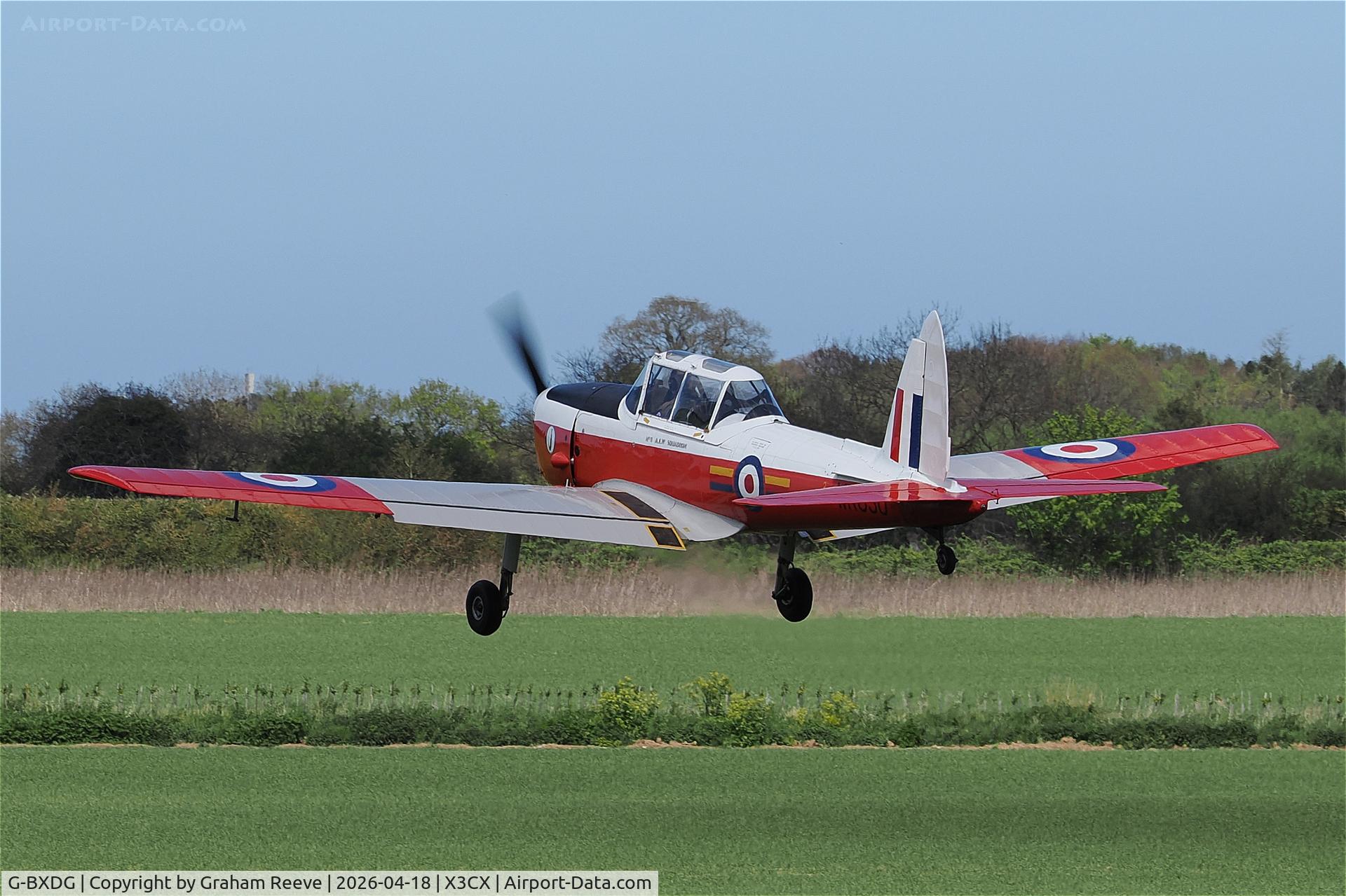 G-BXDG, 1950 De Havilland DHC-1 Chipmunk T.10 C/N C1/0644, Departing from Northrepps.