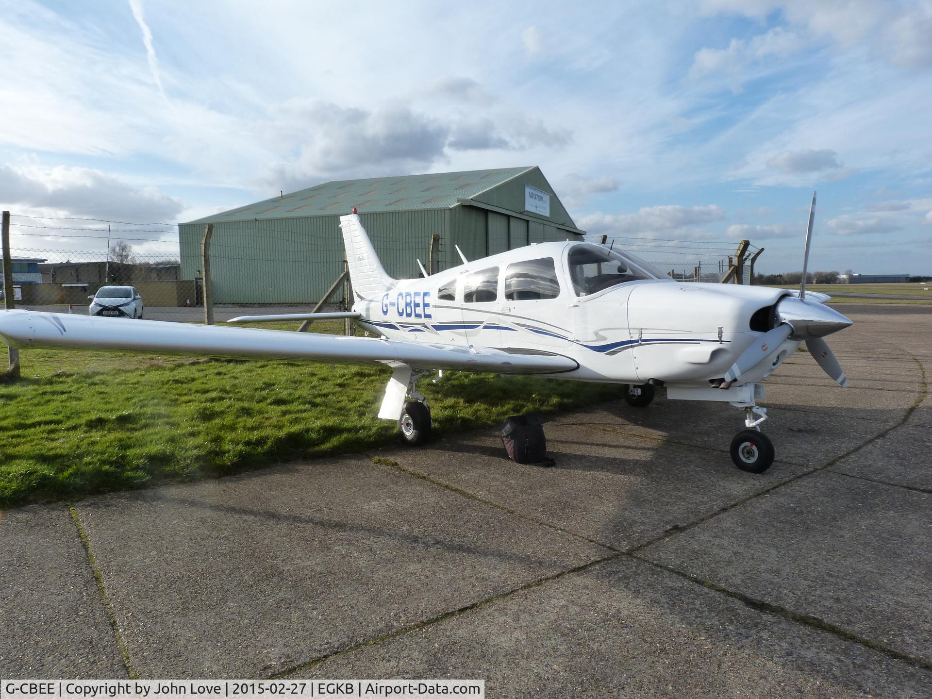 G-CBEE, 1976 Piper PA-28R-200 Cherokee Arrow II C/N 28R-7635055, EchoEcho at Biggin in 2015, with her new livery - I logged 246hr. in her at Biggin.