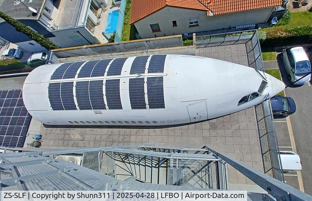 ZS-SLF, 1992 Airbus A340-211 C/N 006, Fuselage section used as an instructional airframe by Air Formation near the Toulouse-Blagnac airport... Ex. South African Airways and scrapped partially at LFBT