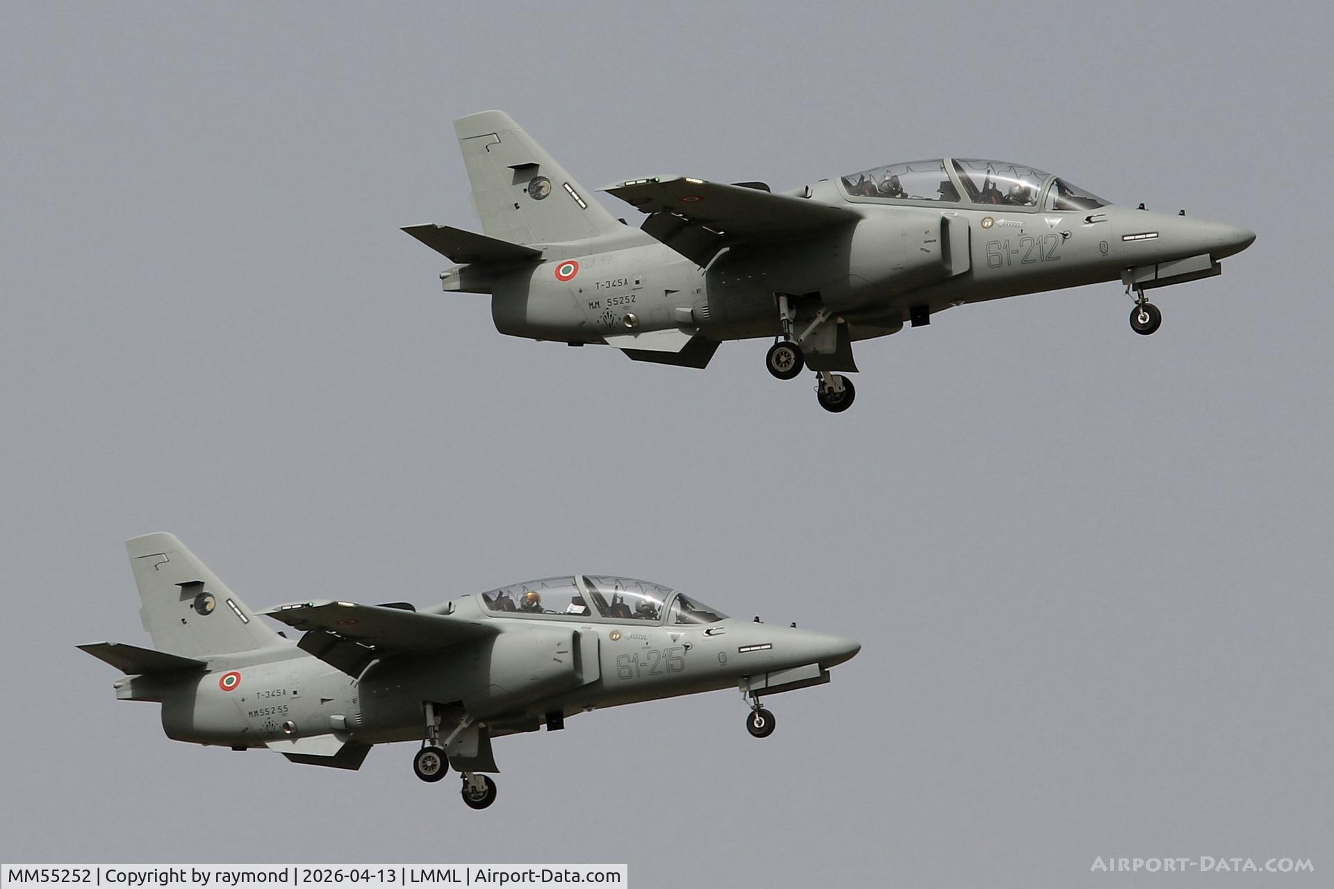 MM55252, Leonardo T-345A C/N 000, Missed approach for 2 x Leonardo T-345As reg MM55252/61-212 and MM55255/61-215 of 61Stormo, which landed in Malta on a training flight.