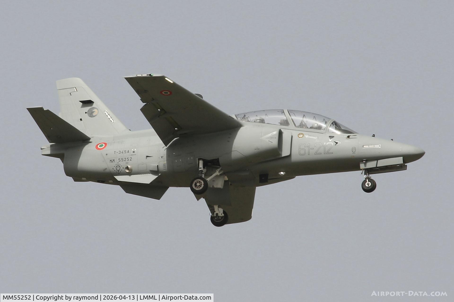 MM55252, Leonardo T-345A C/N 000, Leonardo T-345A reg MM55252/61-212 of 61 Stormo, Italian Air Force landing in Malta from Lecce Galatina.